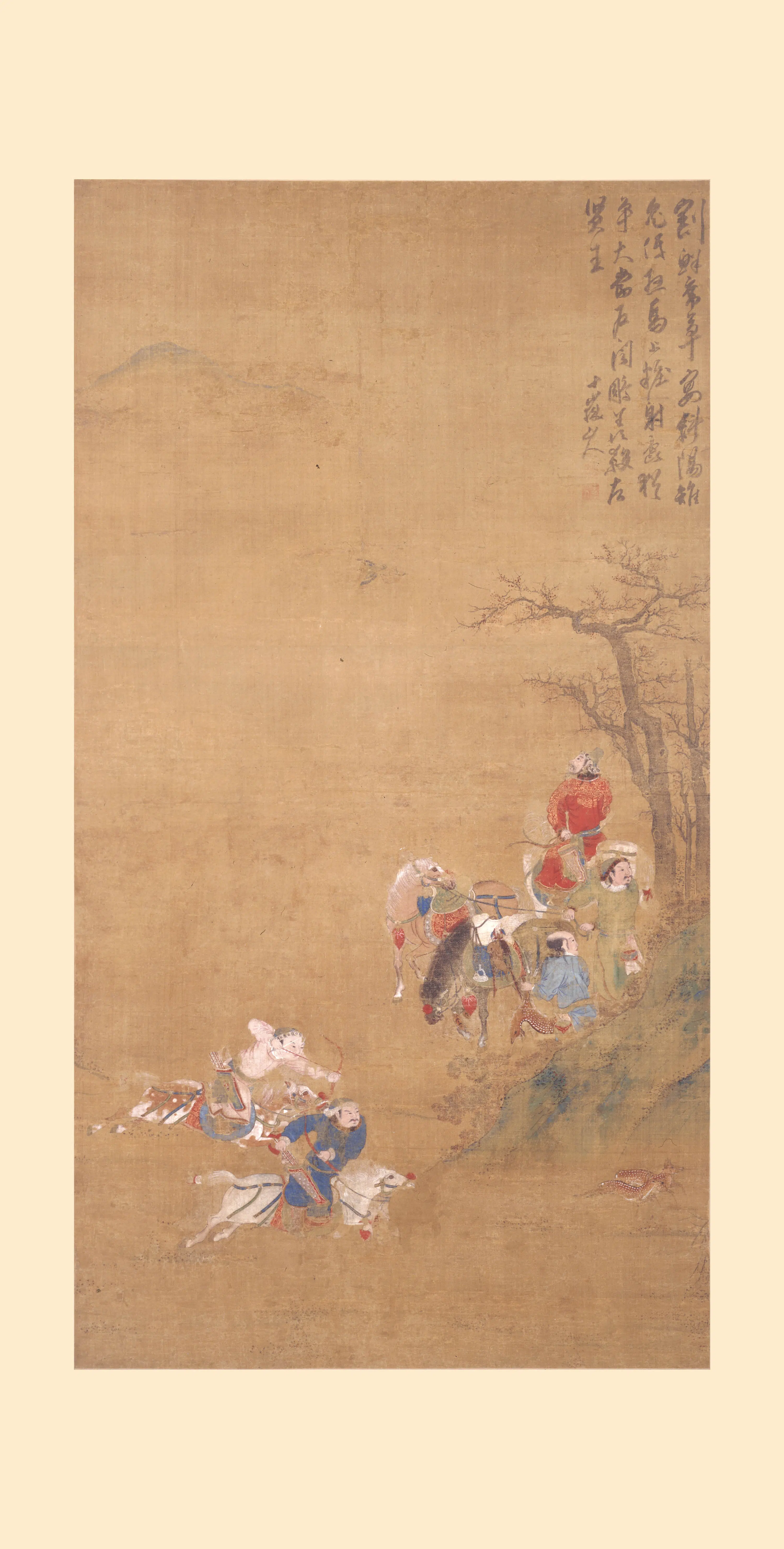 清代【王寅】《狩猎图轴-1》
