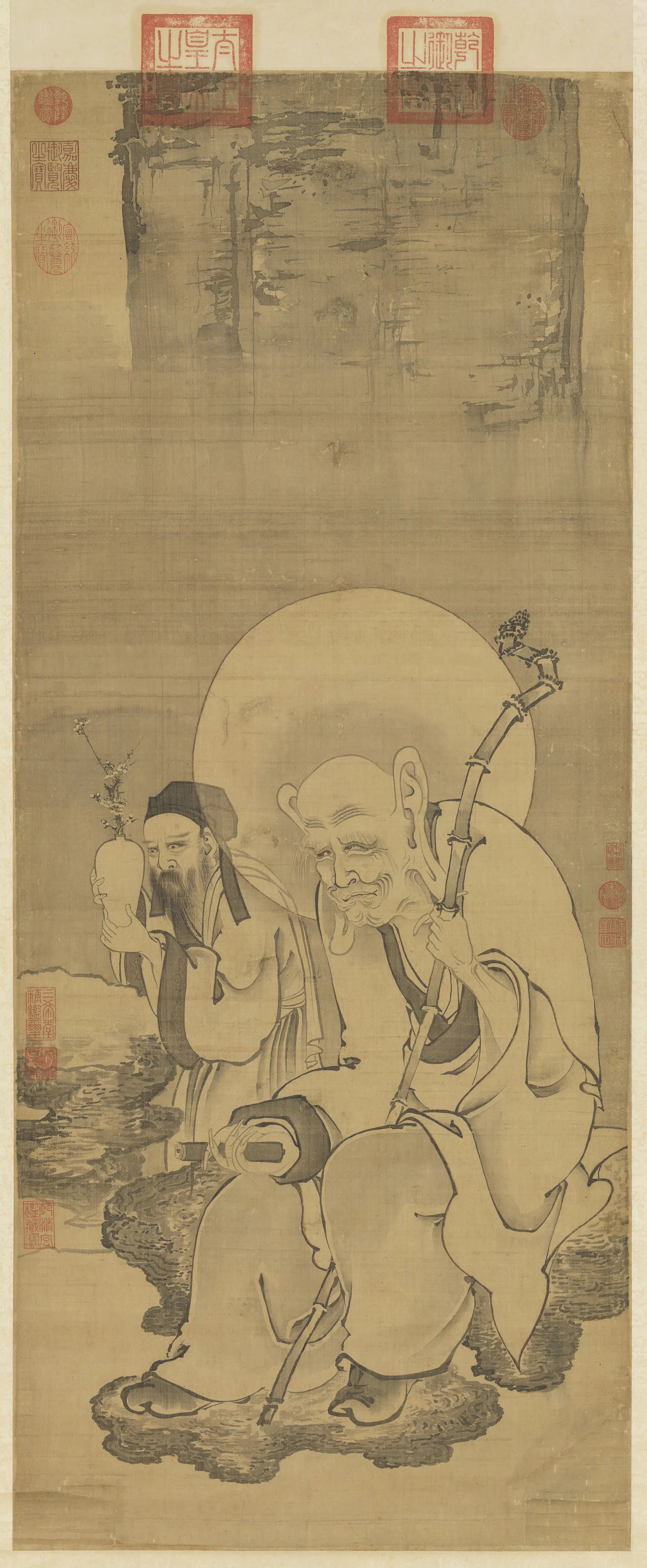 元代《元人画第四嘎礼嘎尊者图轴》