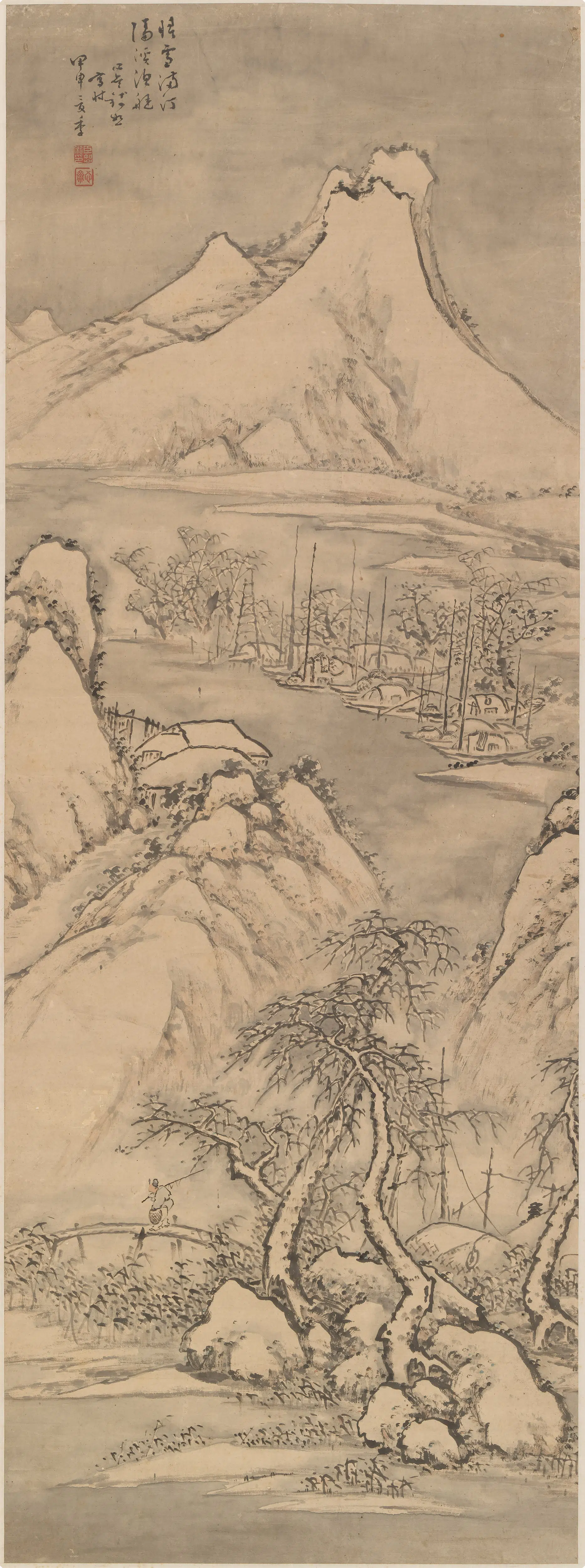 清代【钱恕】《雪景山水轴》 第1张 清代【钱恕】《雪景山水轴》 第1张