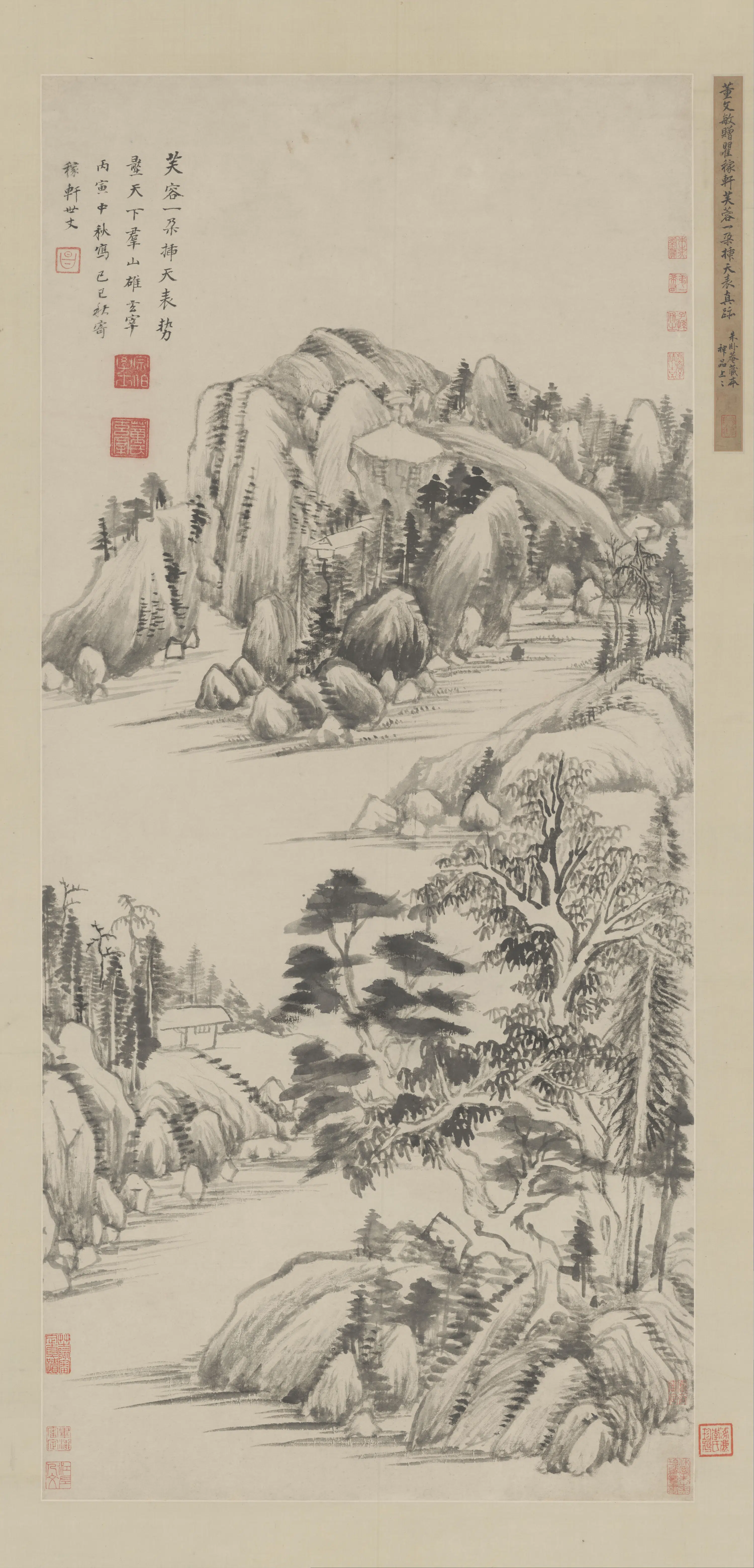 明朝【董其昌】《赠稼轩山水图轴》
