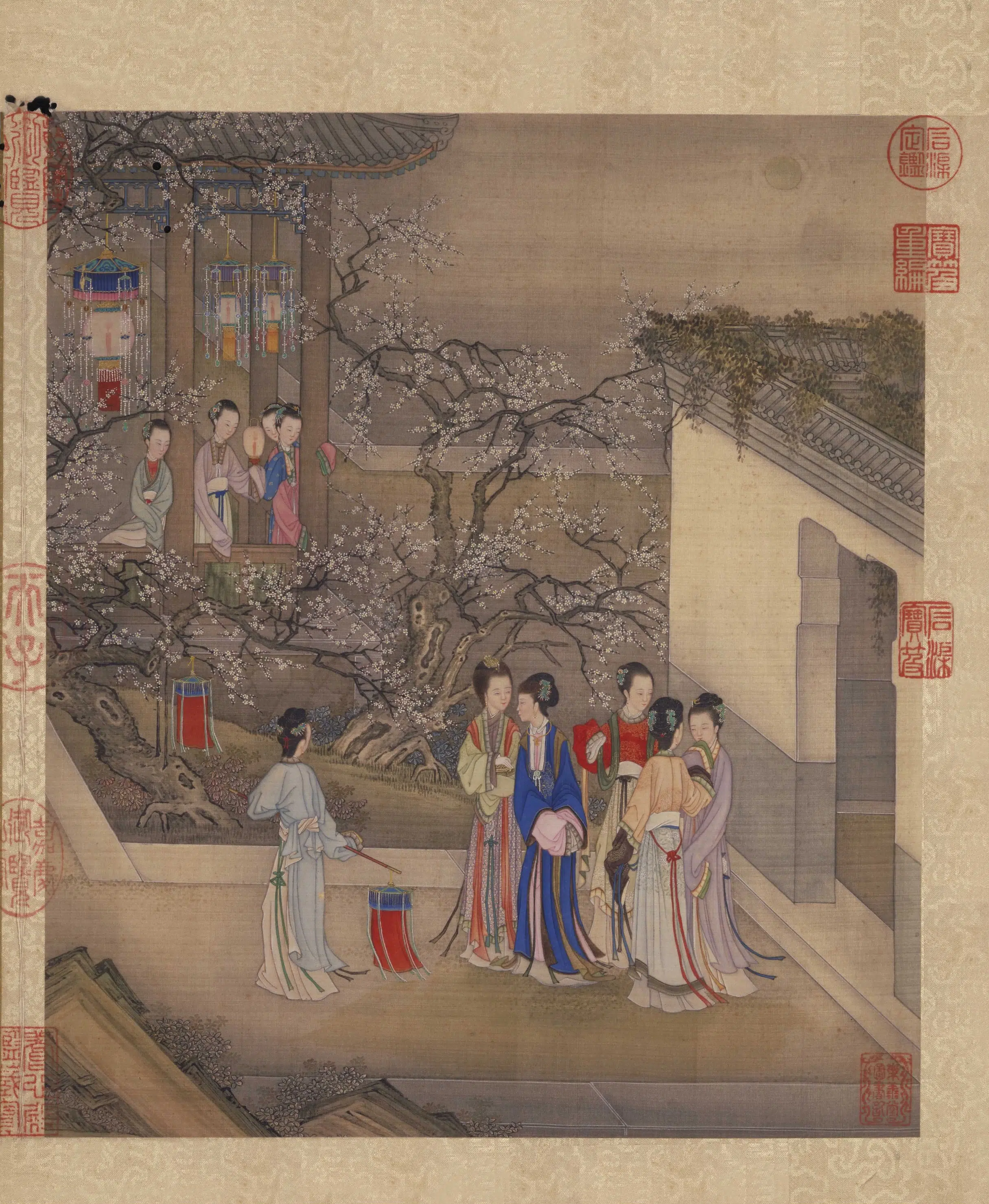 清代【陈枚】《月曼清游图册十二开-(碧池采莲)》 第3张 清代【陈枚】《月曼清游图册十二开-(碧池采莲)》 第3张