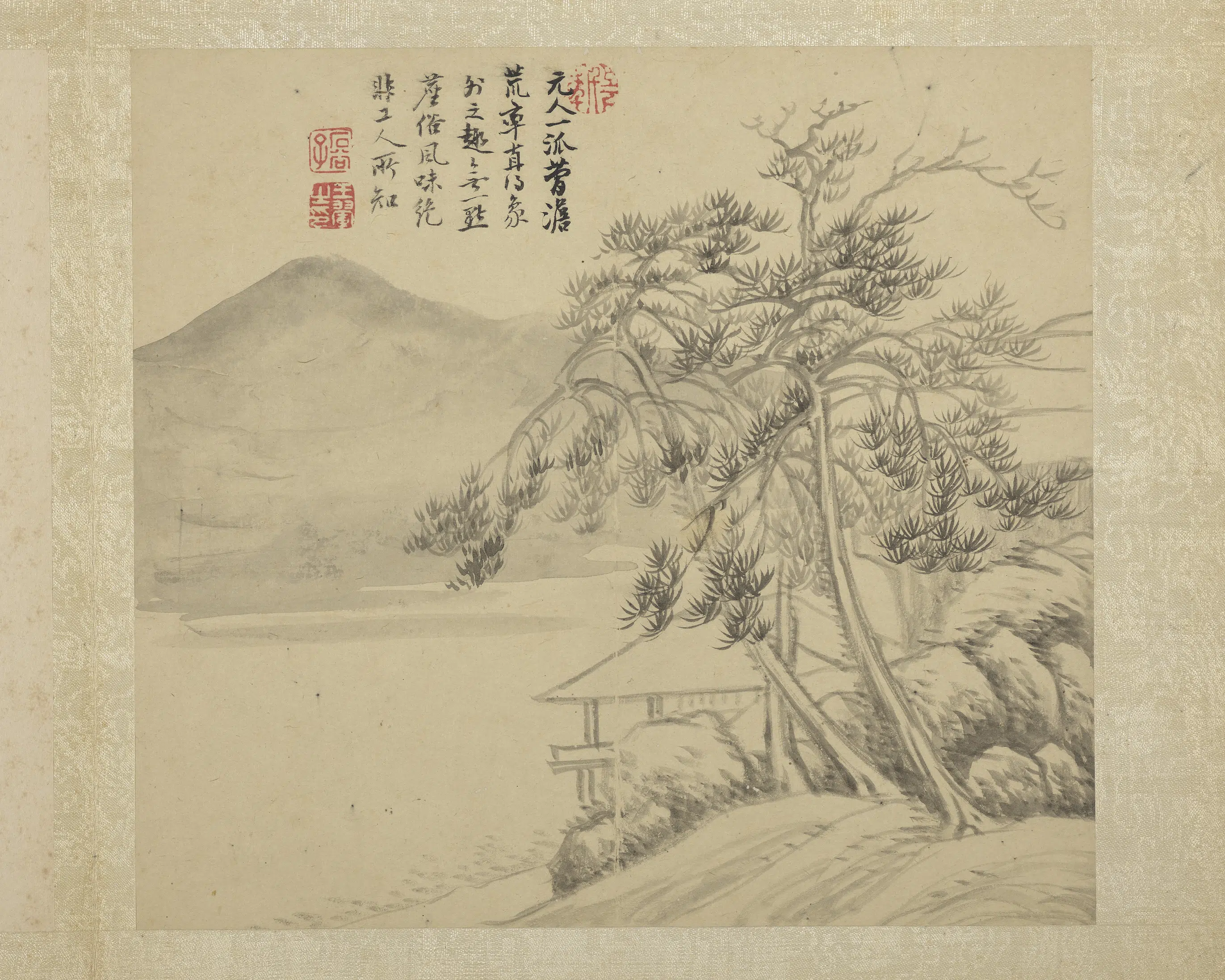 清代【恽寿平】《画山水册-松阁远山》
