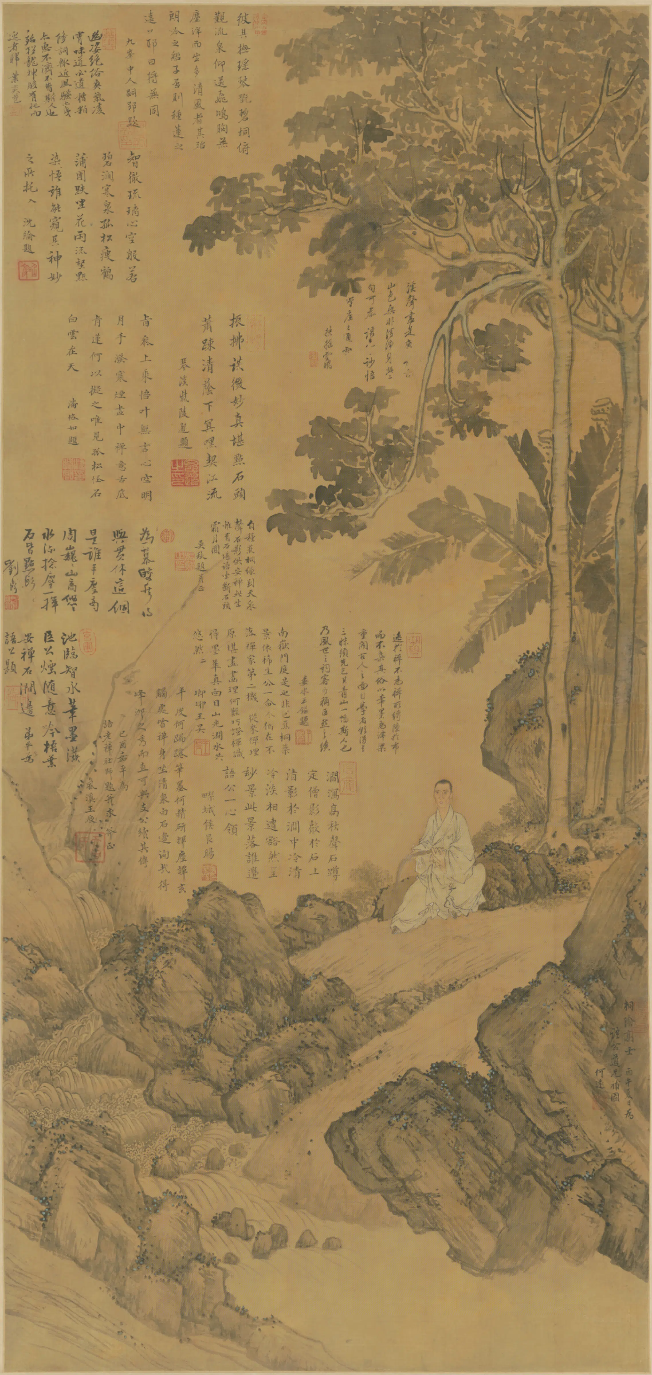 清代【何远】《画语石大师相隂跌生图像轴》
