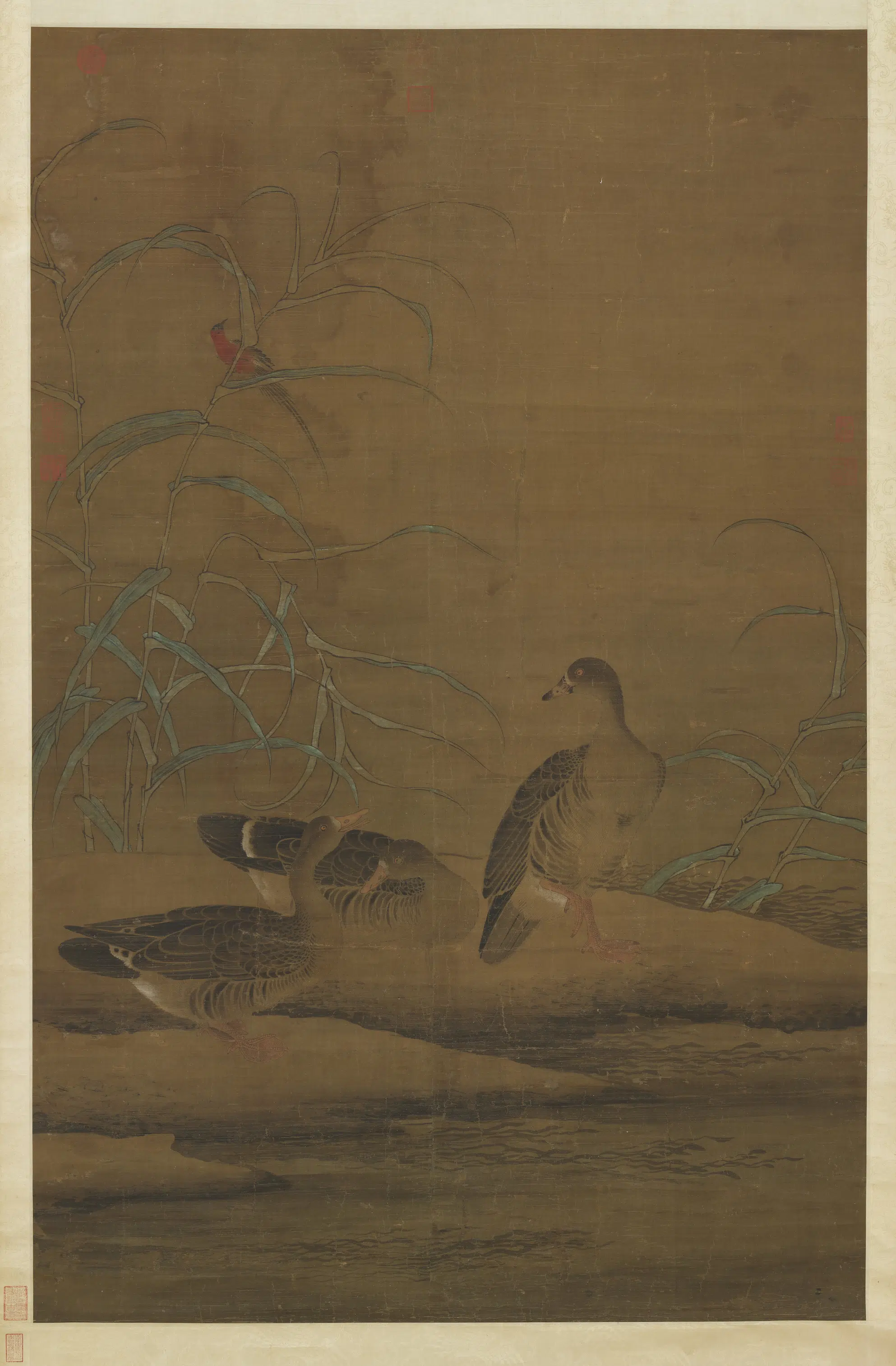 北宋【黄居寀】《芦雁图轴》