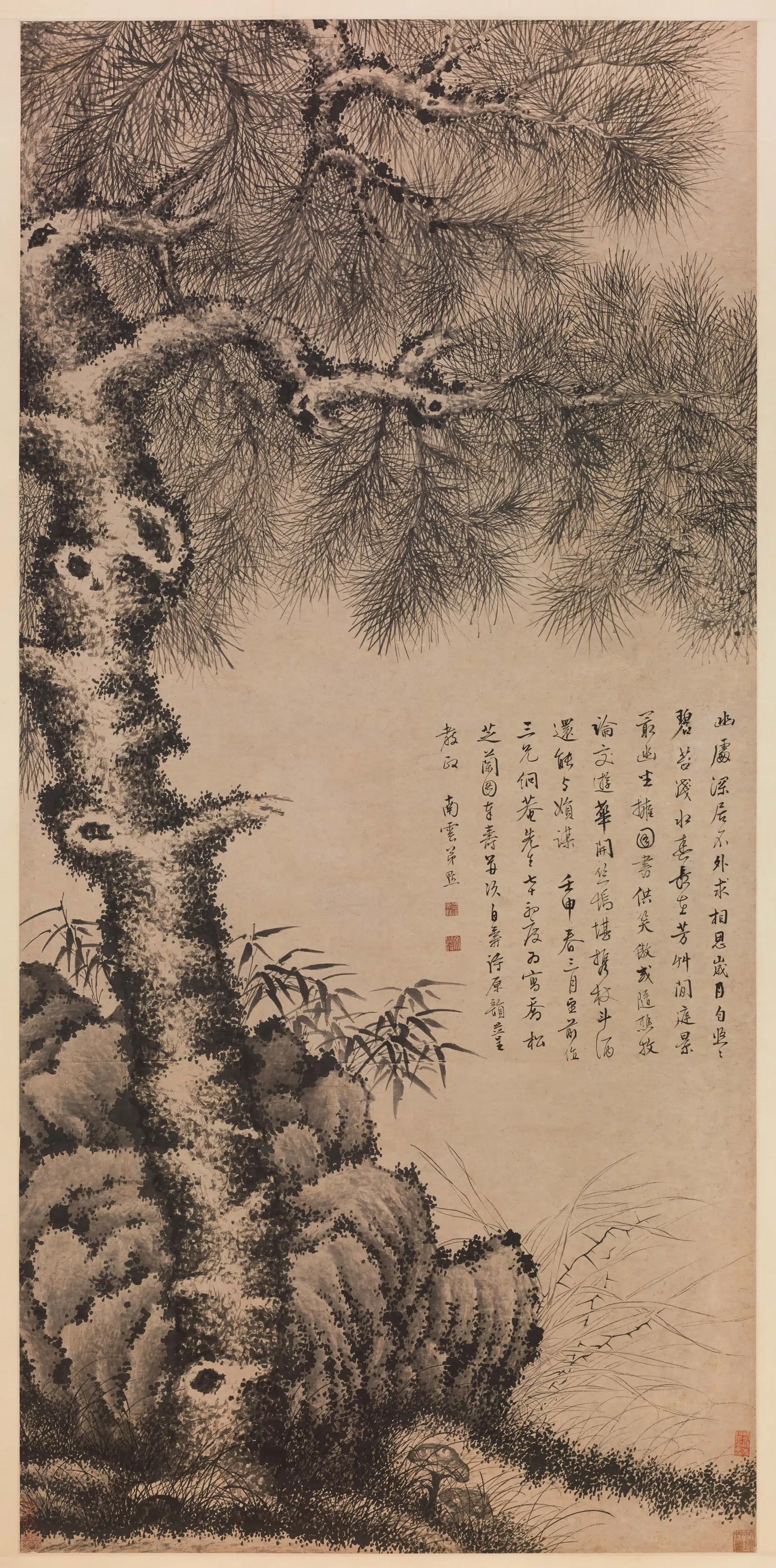 清代【文点】《墨松图轴》