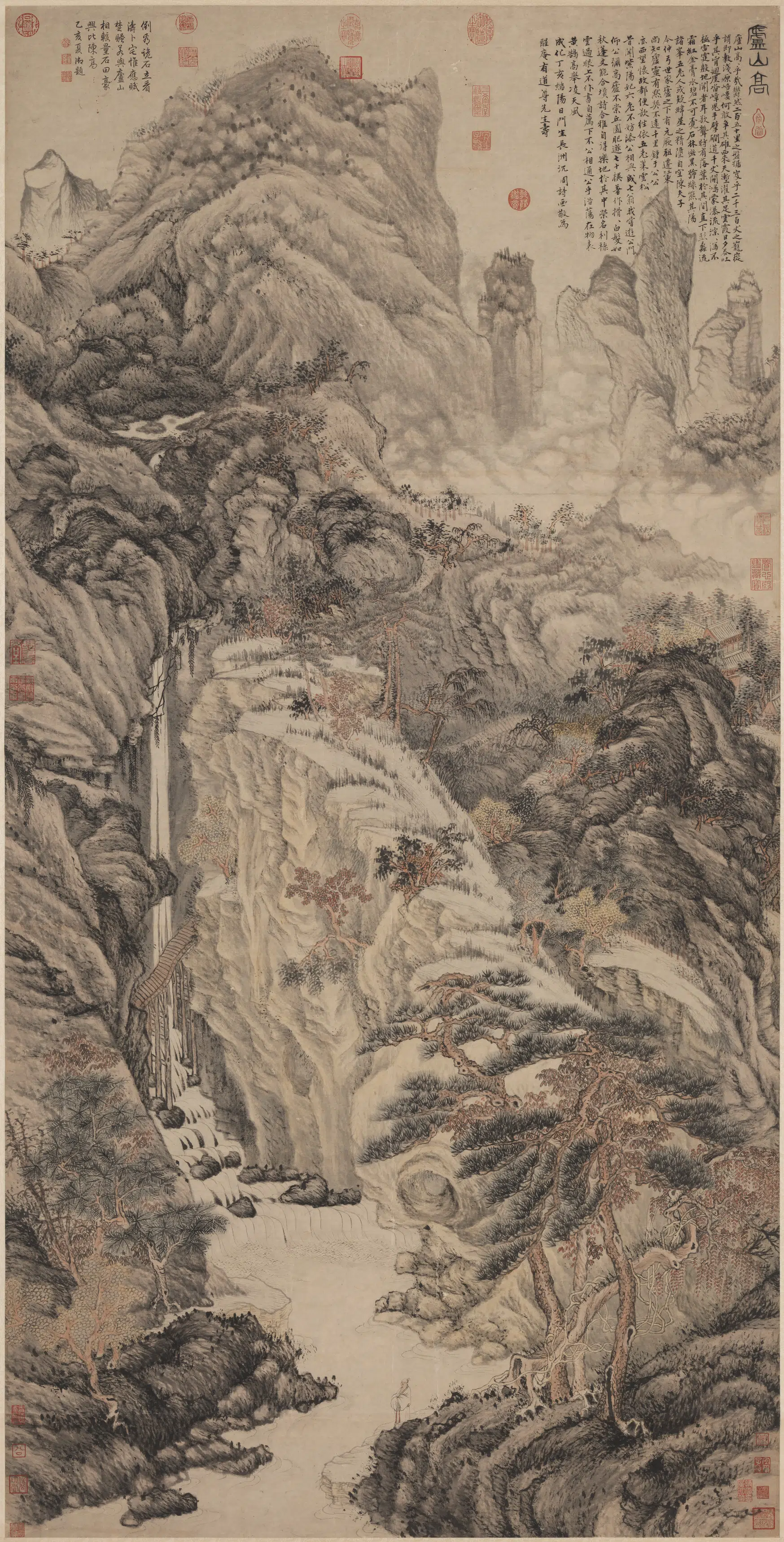 明朝【沈周】《画庐山高图轴》