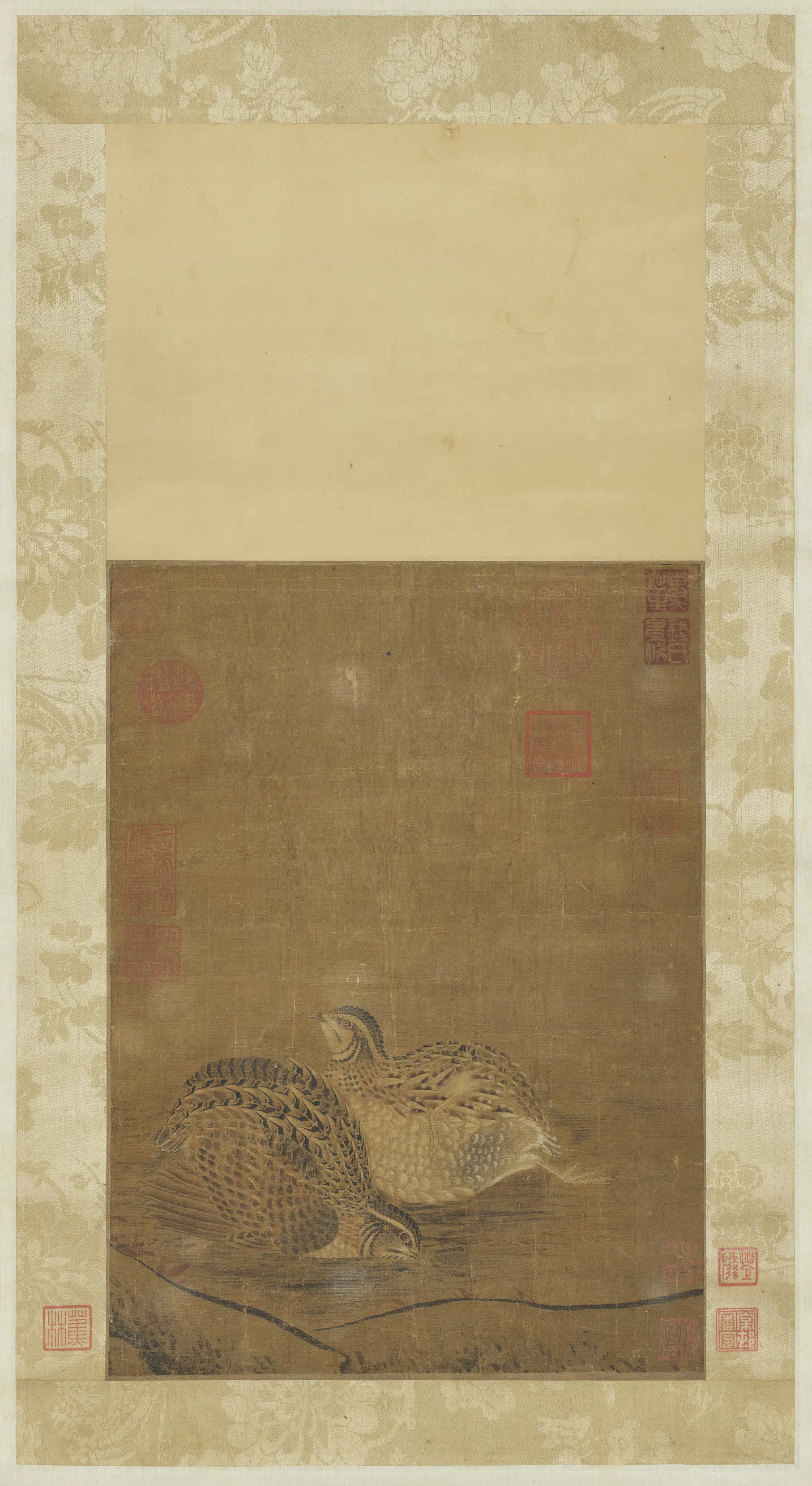 宋代《宋人画鹌鹑图轴》