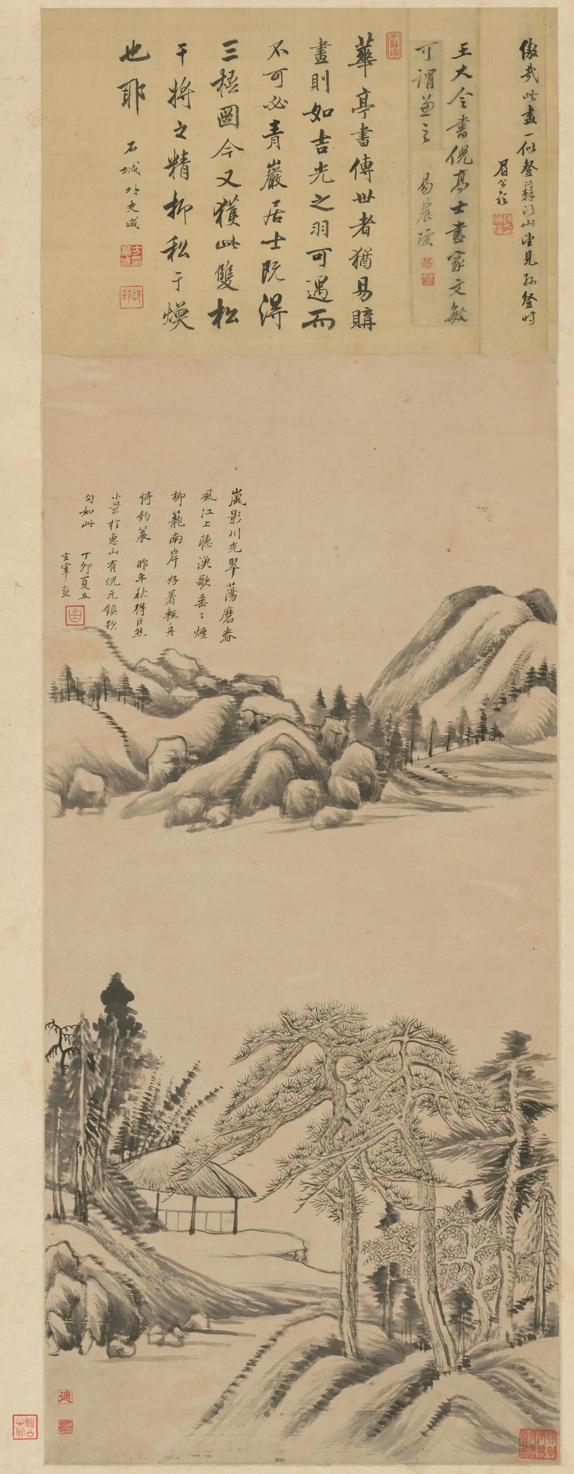 明朝【董其昌】《仿巨然山水轴》