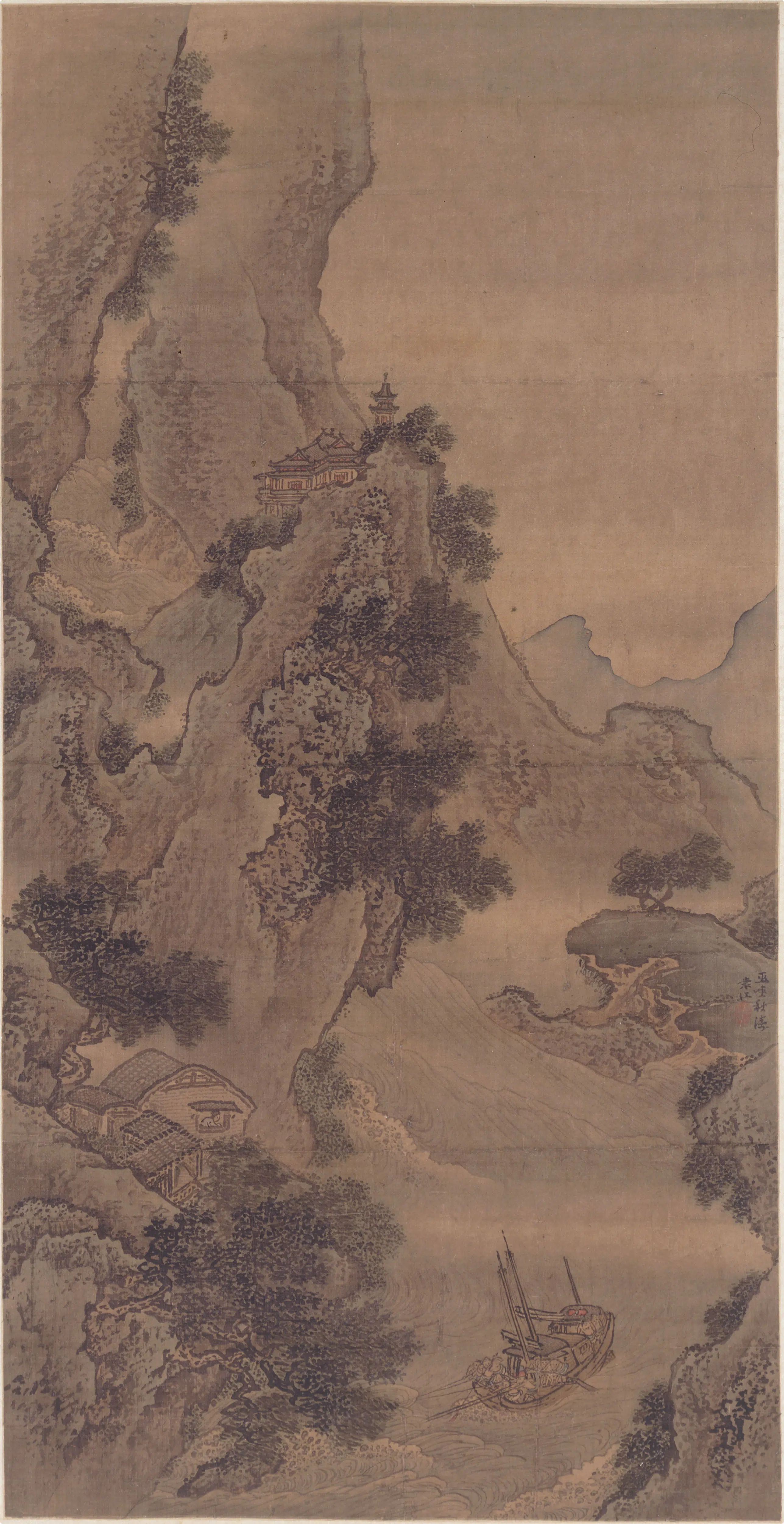 清代【袁江】《巫峡秋涛图轴》
