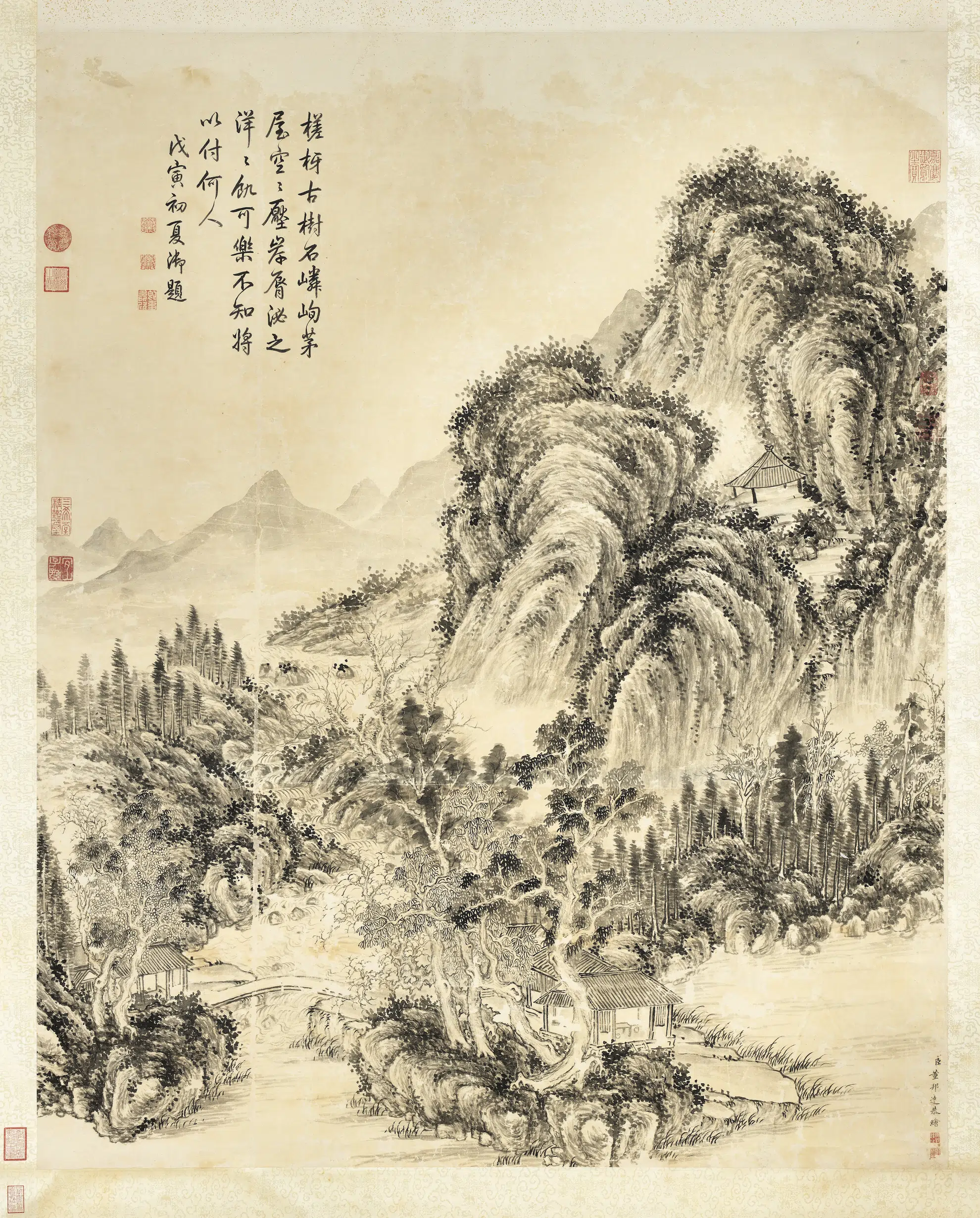 清代【董邦达】《山水高宗御题图轴》