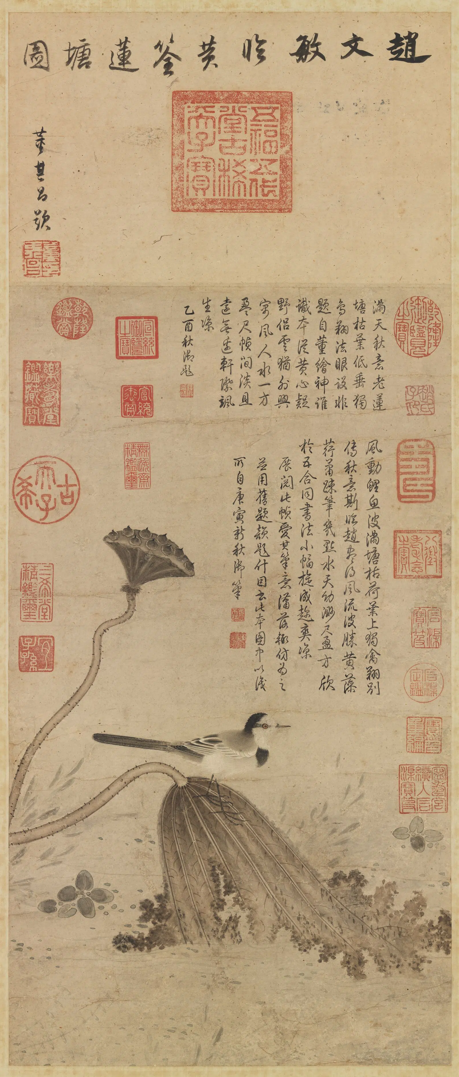 五代十国前后蜀【黄筌（荃）】《临莲塘图》