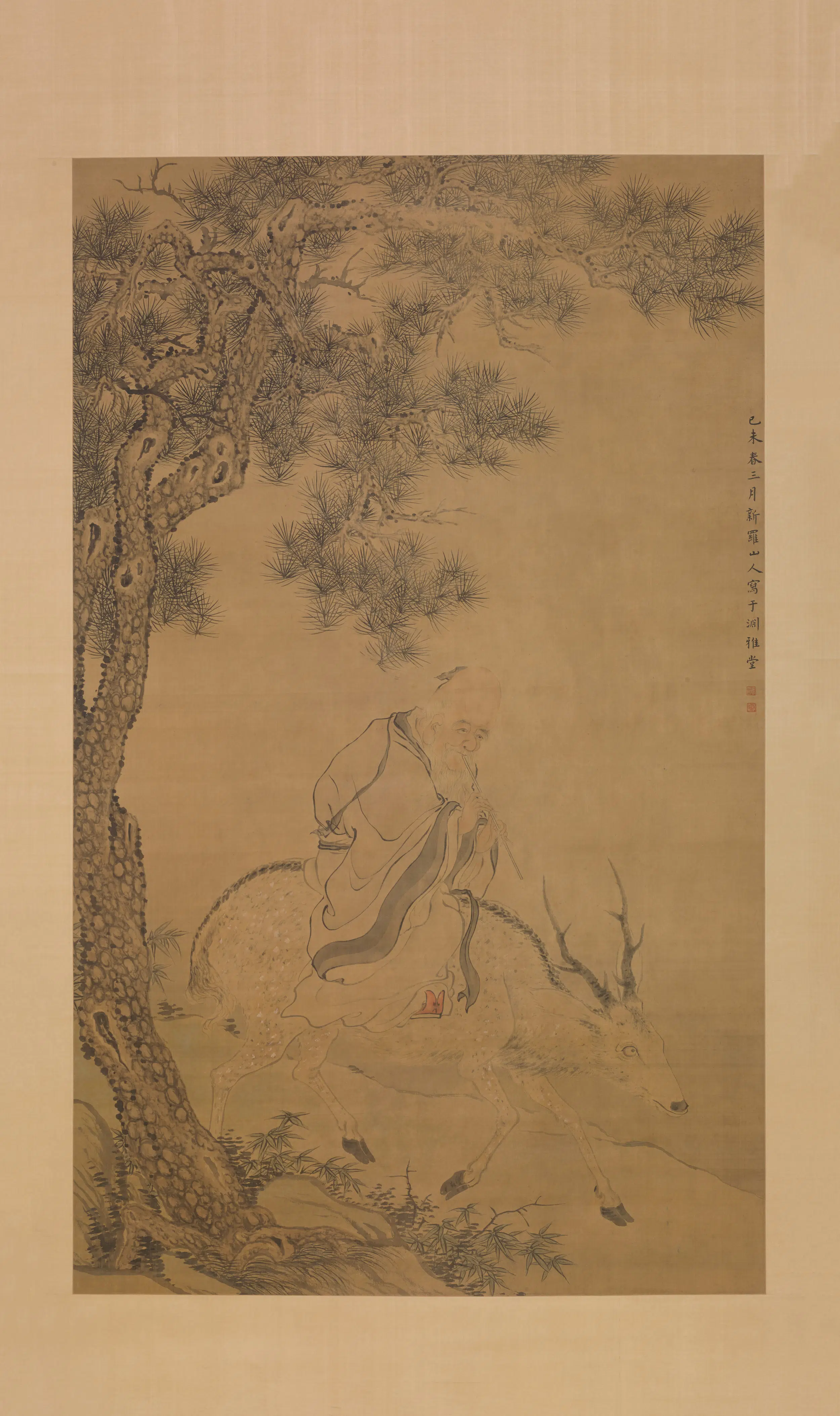 清代【华喦（华岩)】《骑鹿图轴》