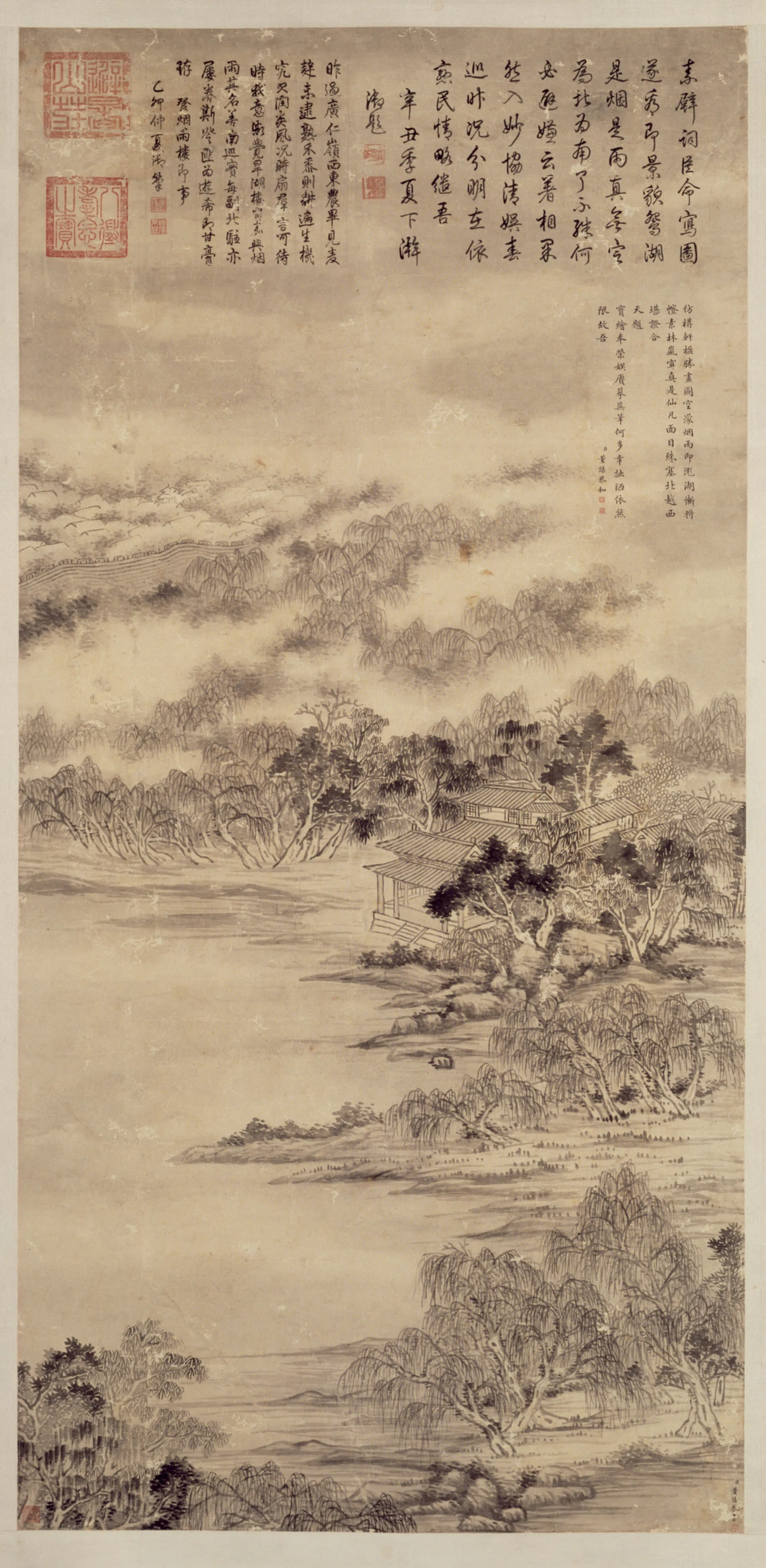 清代【董诰】《烟雨楼图轴》 第1张