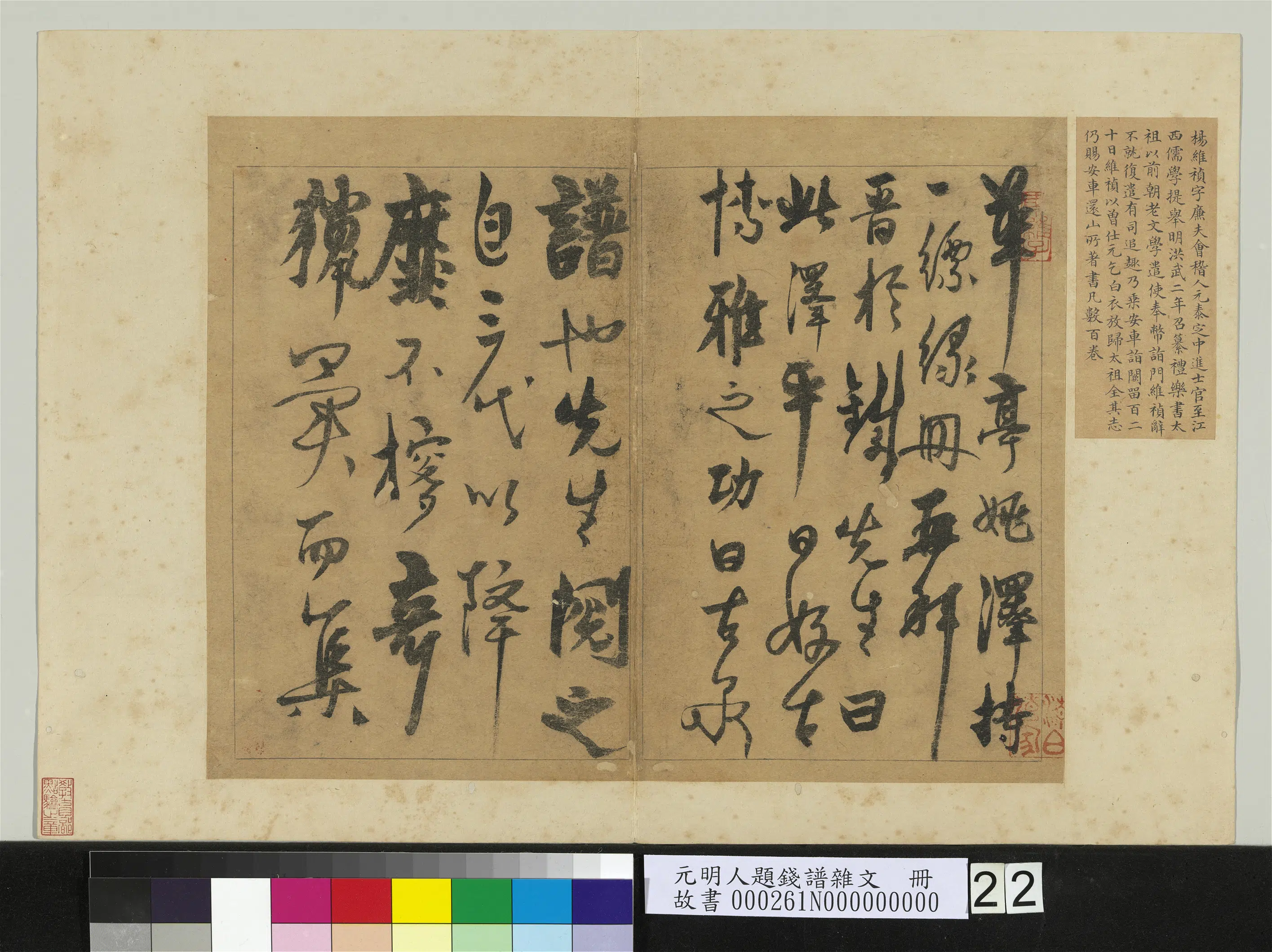 元朝【杨维桢祯】《书跋语-元明人题钱谱杂文册》