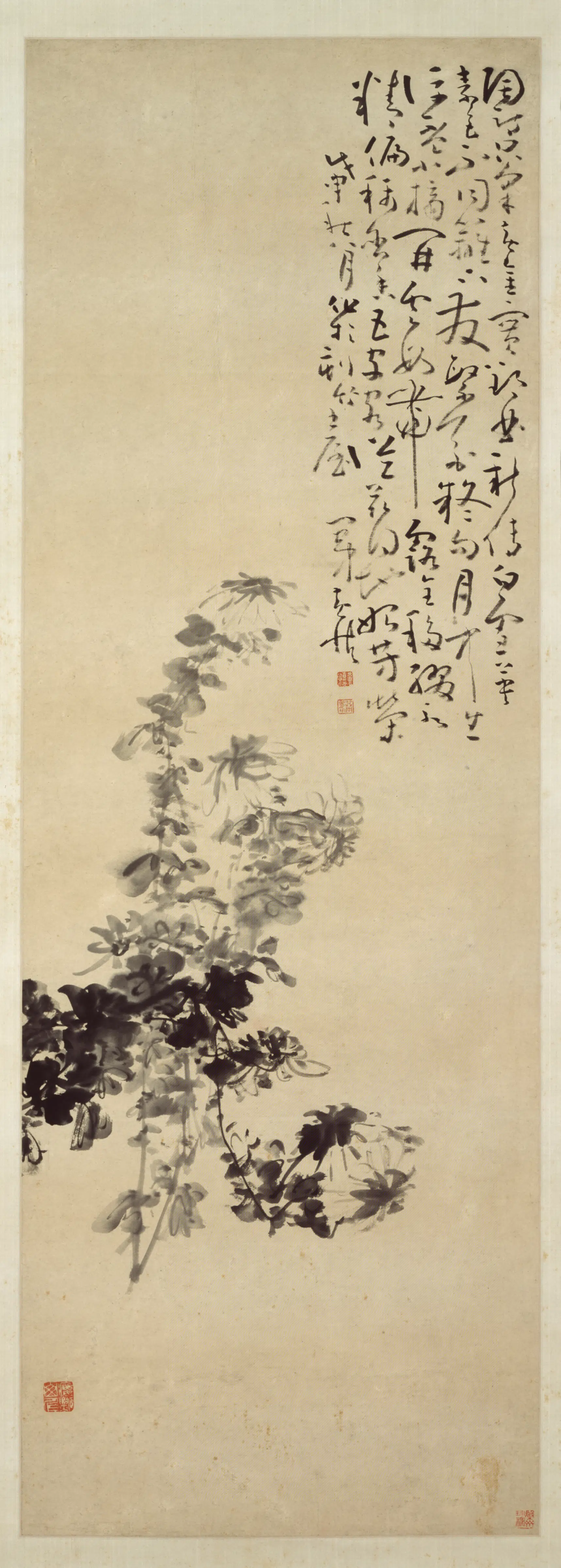 清代【黄慎】《墨菊轴》