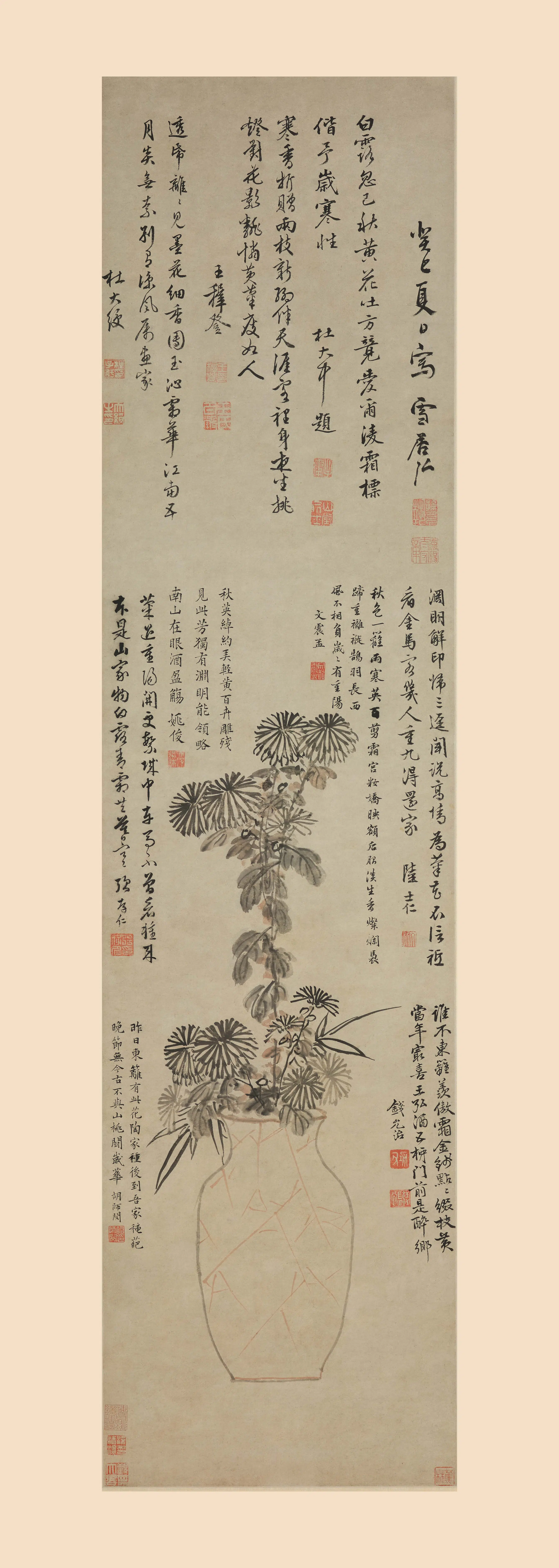 明朝【孙克弘】《瓶菊图轴》