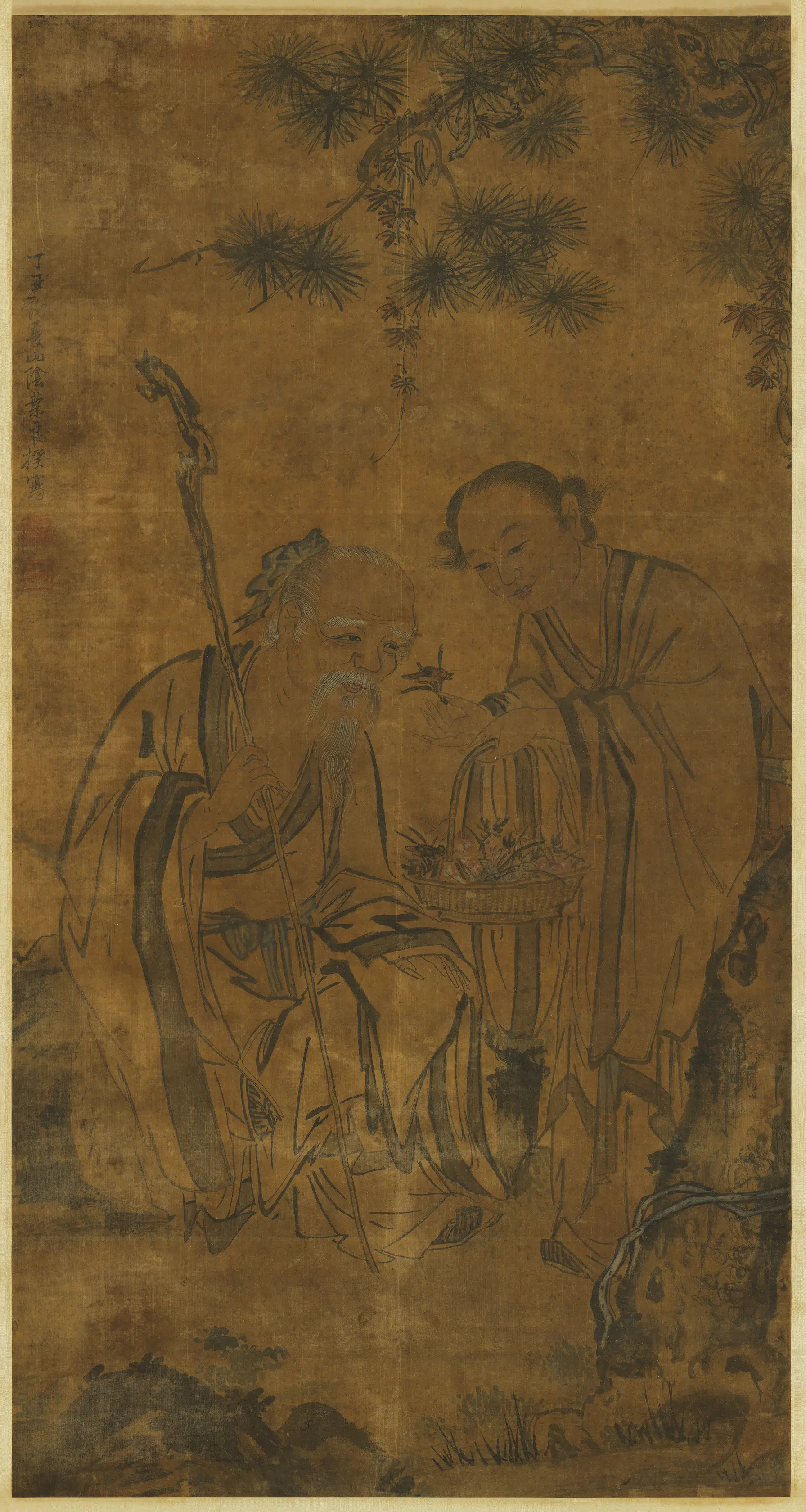 清代【叶良揆】《采芝图轴》