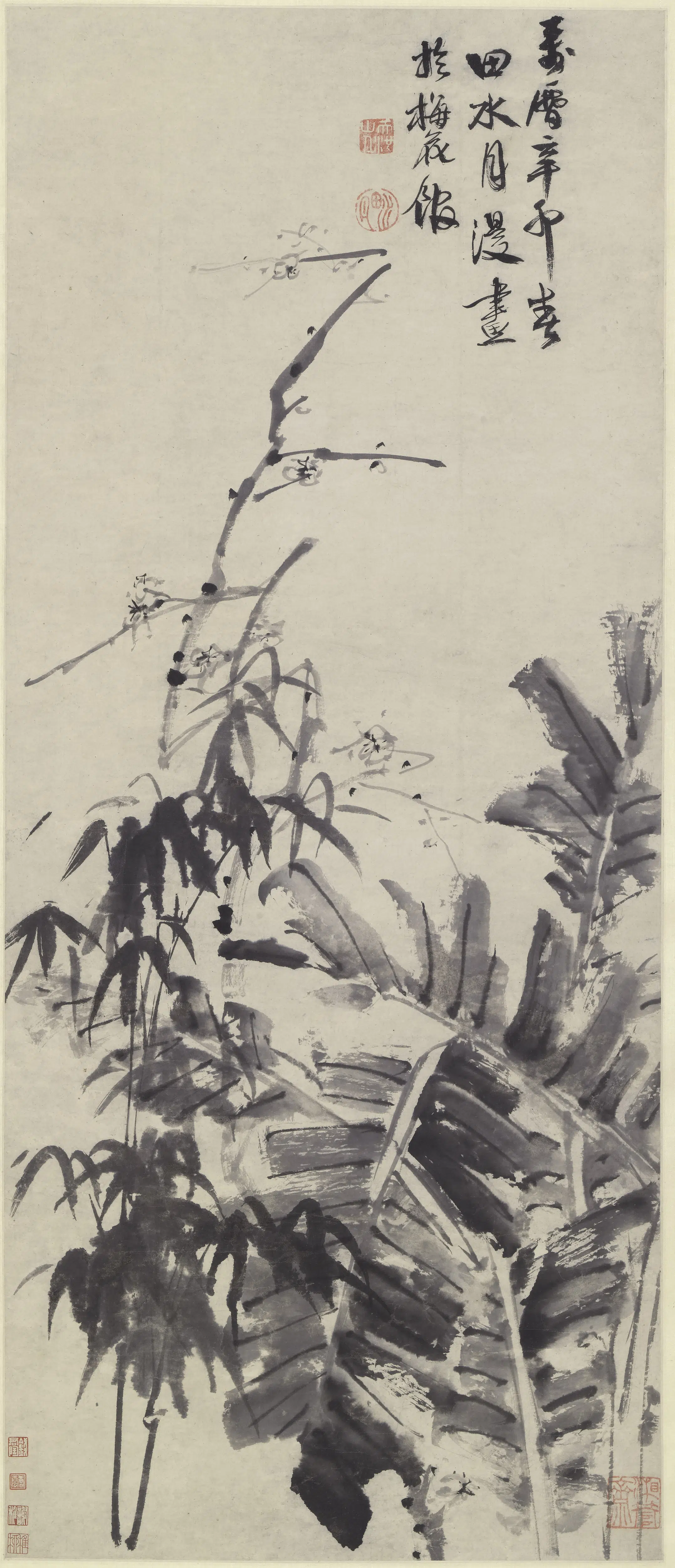 明朝【徐渭】《梅花芭蕉图轴》