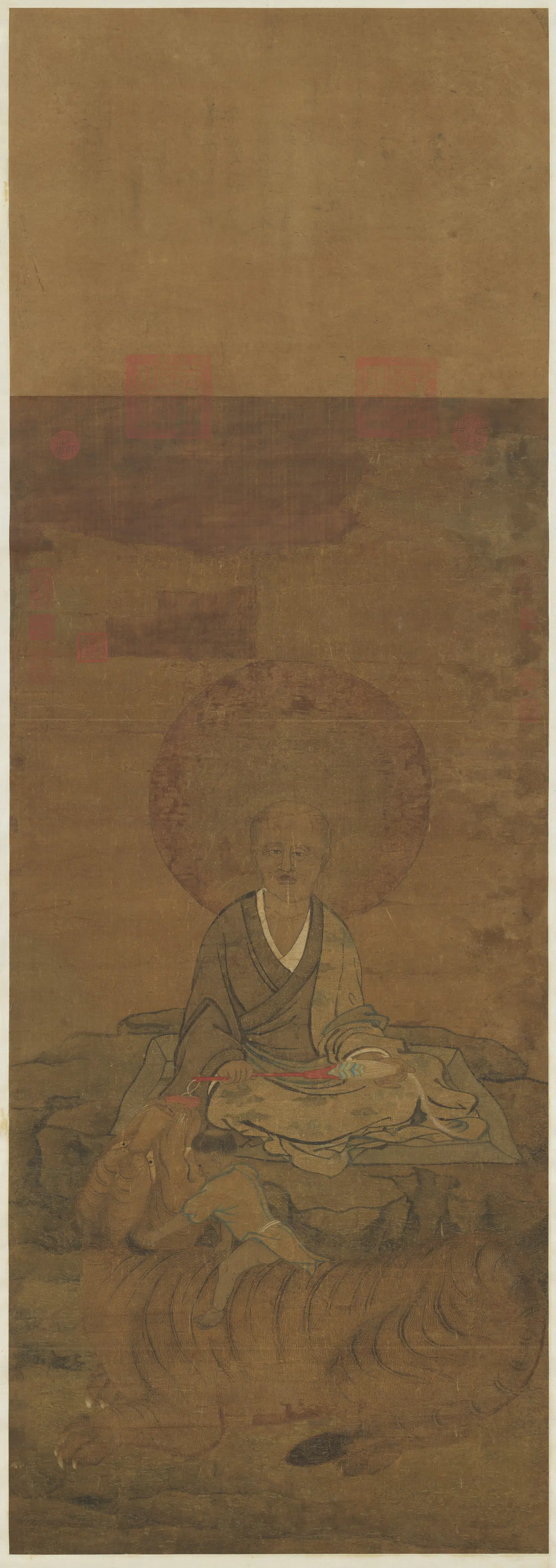 宋代《宋人画十六尊者（十六）图轴》