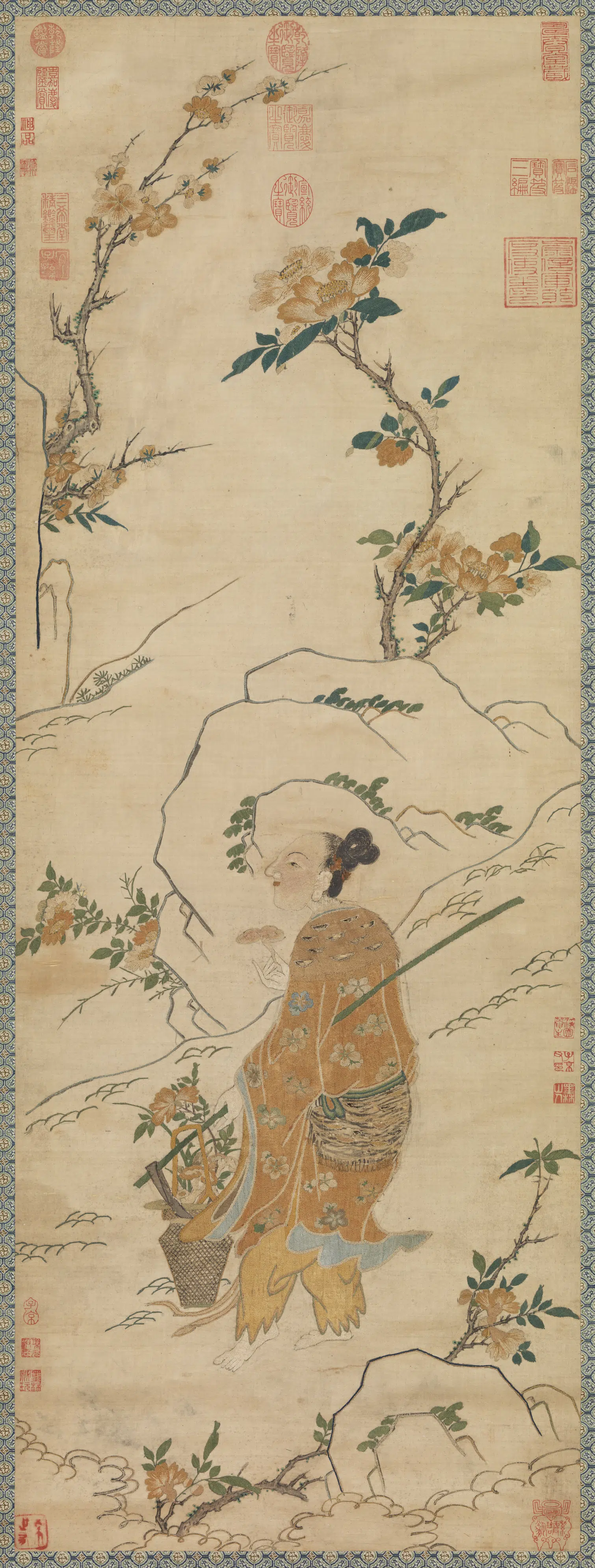 宋代《宋绣芝僊祝寿图轴》