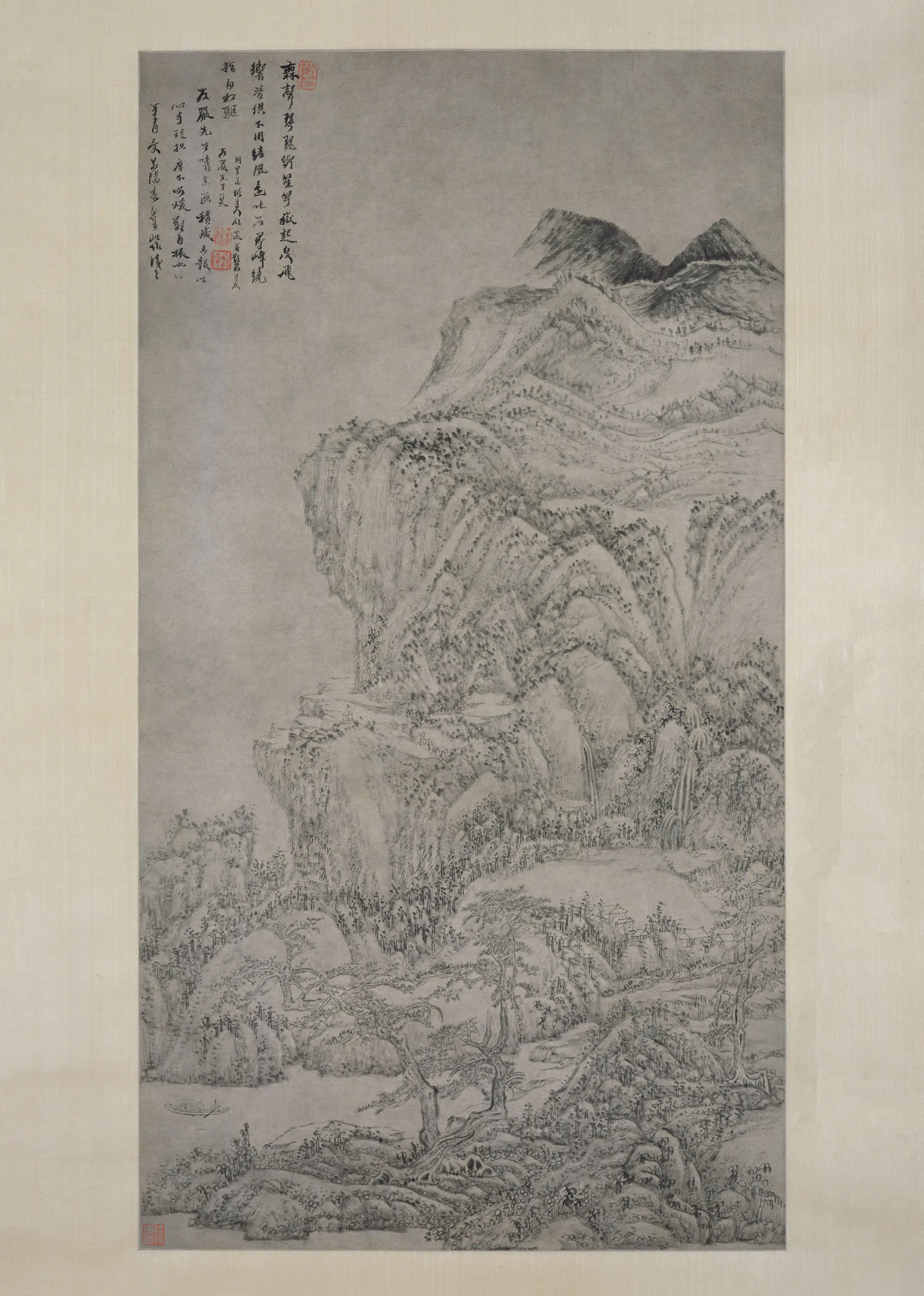 清代【程邃】《群峰图轴》