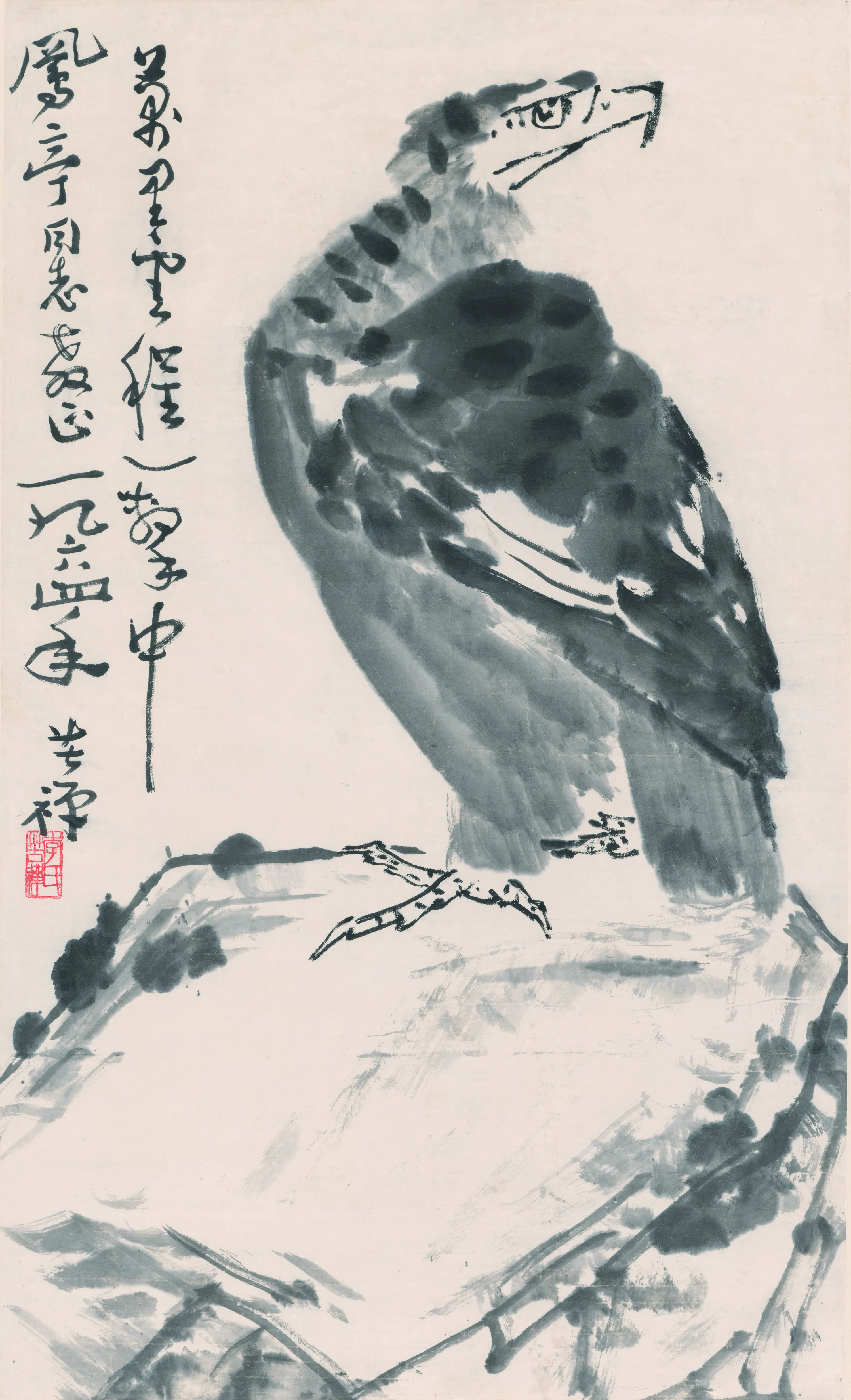 近现代【李苦禅】《雄鹰图轴》