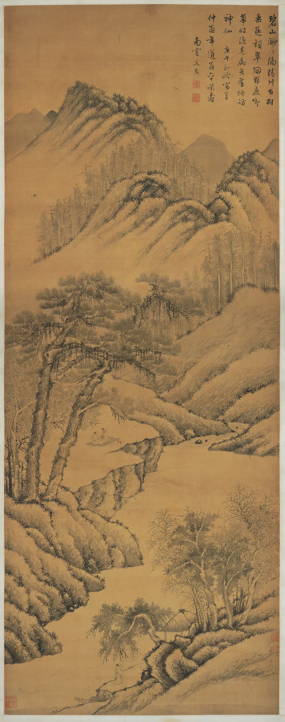 清代【文点】《碧山古树图轴》 第1张