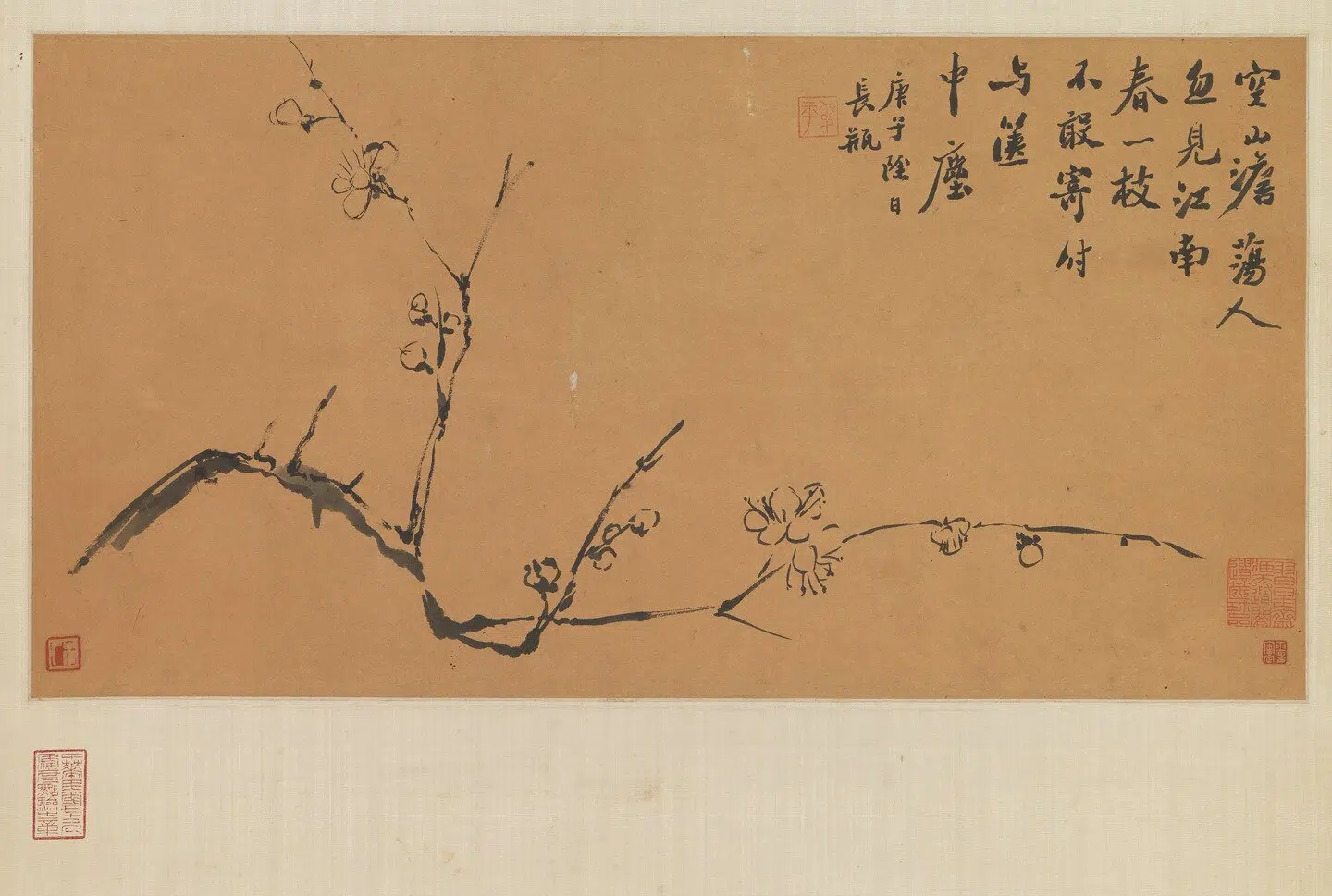 清代【翁同龢】《画梅并题图轴-梅》