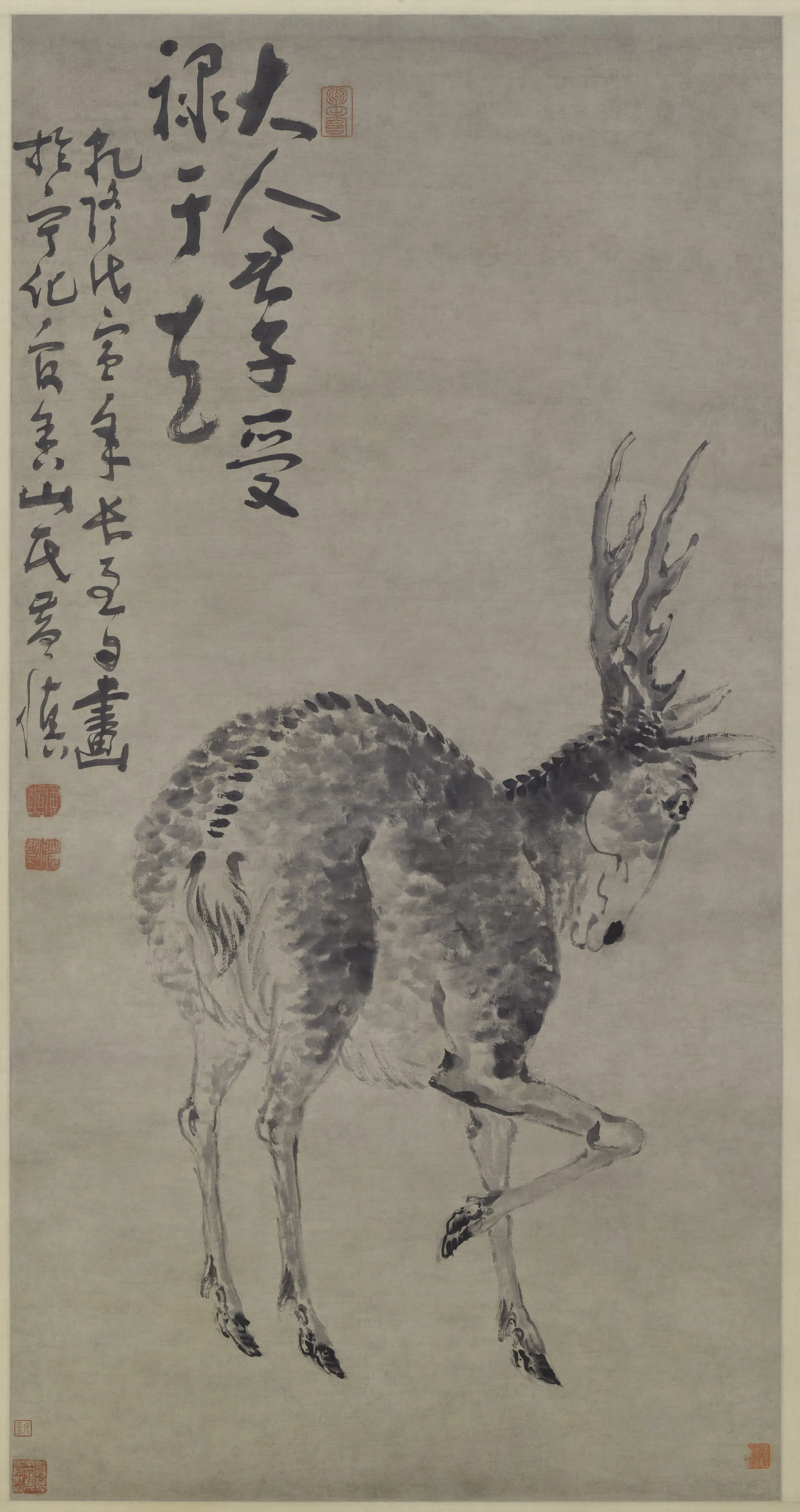 清代【黄慎】《松鹿图轴》