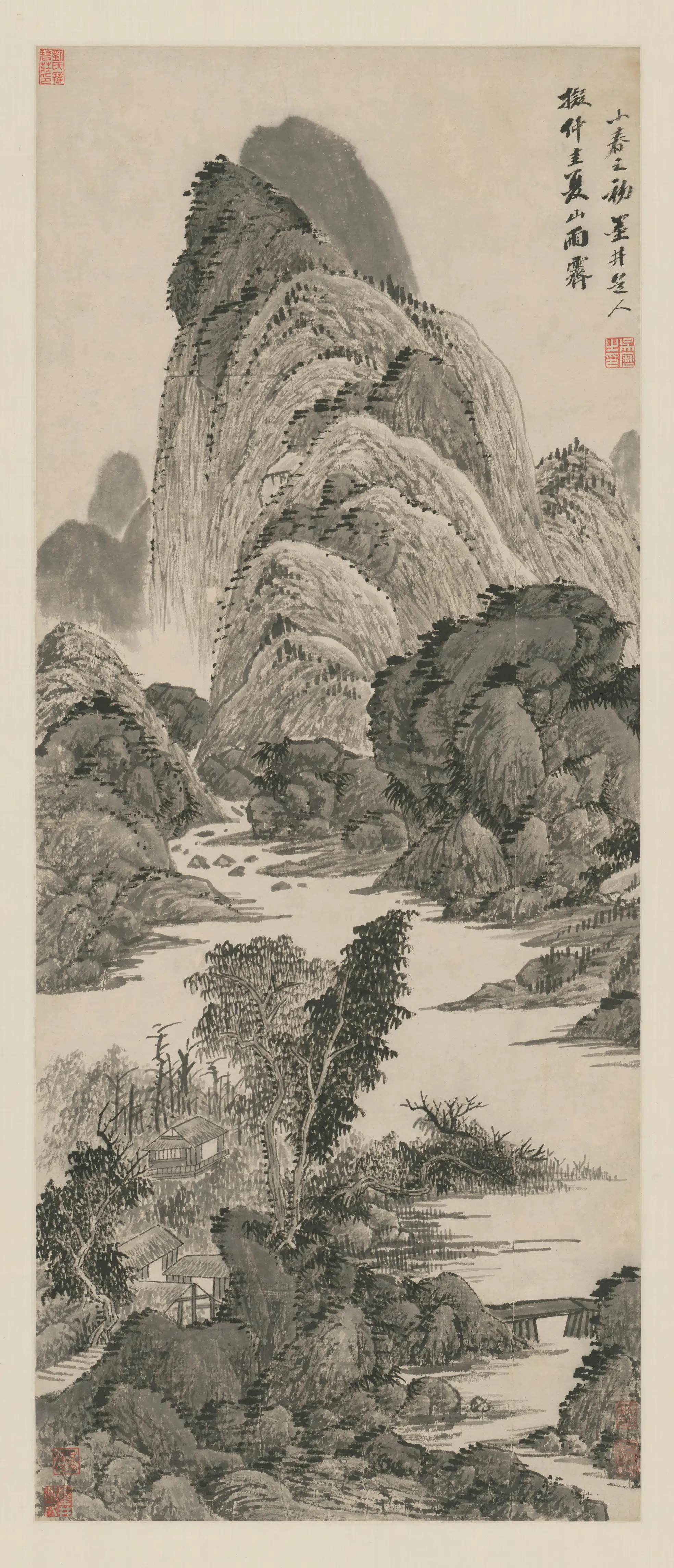 清代【吴历】《仿梅道人夏山雨霁图轴》
