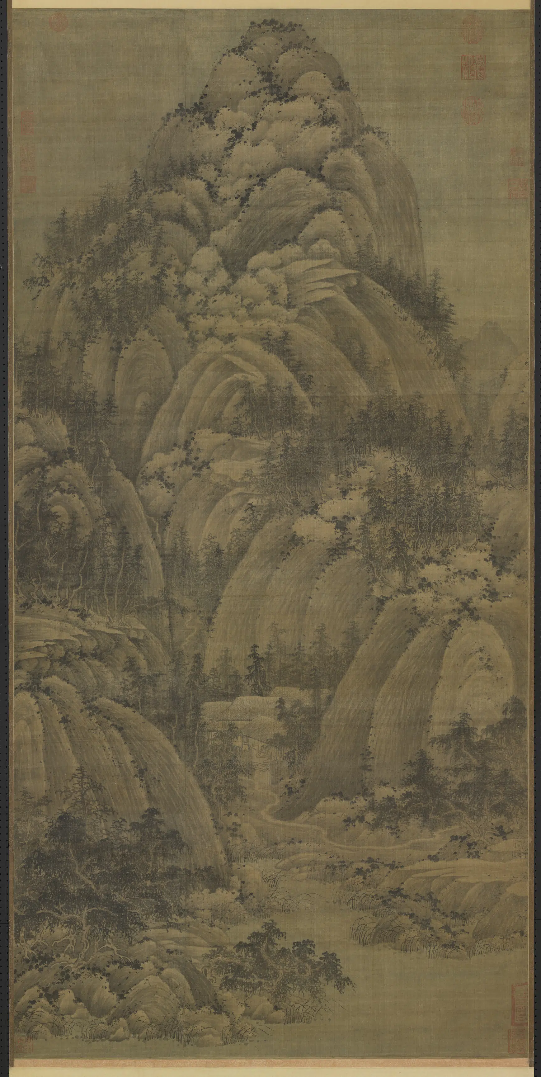 五代南唐【巨然】《秋山问道图轴》