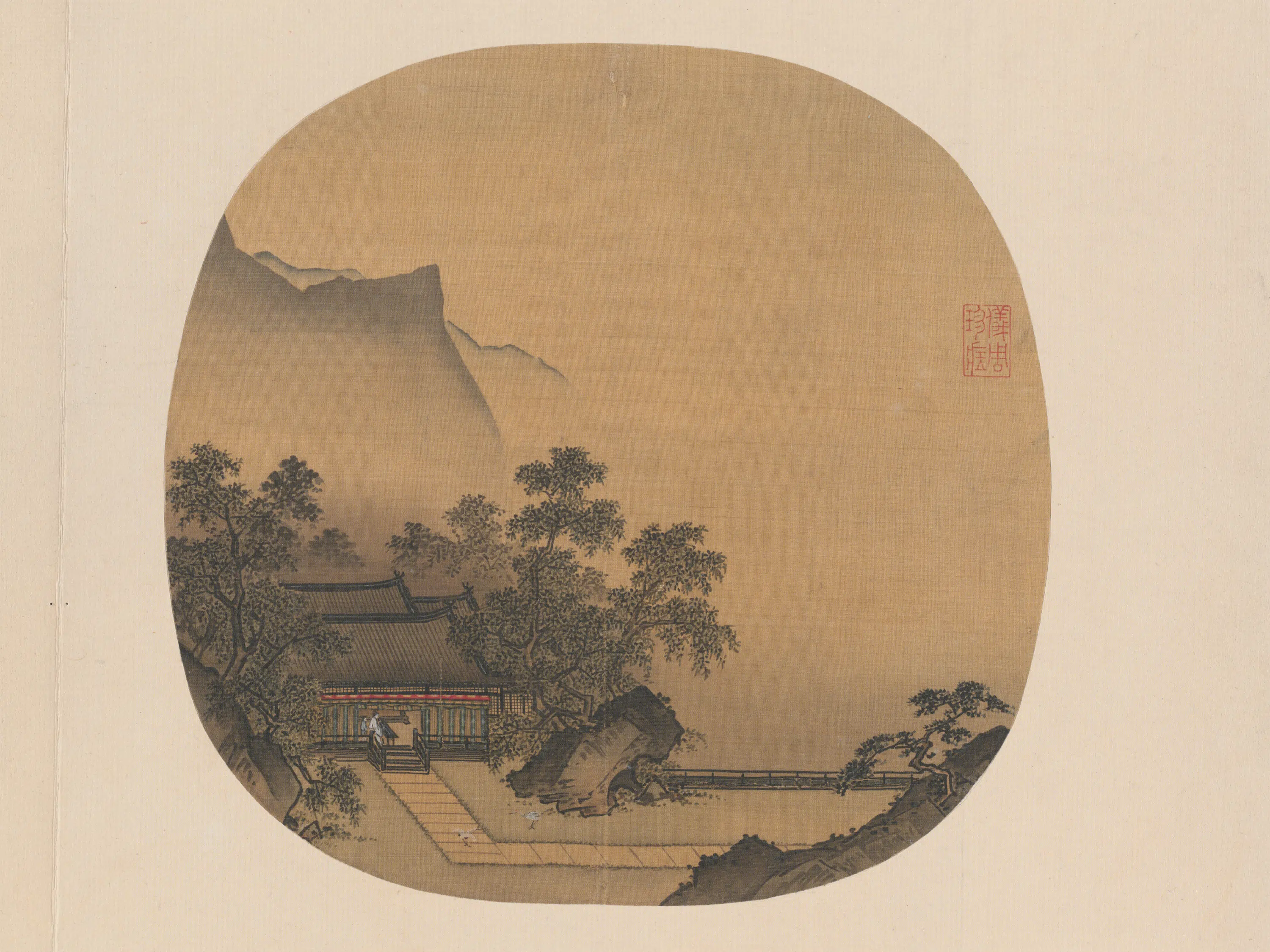 宋代《纨扇画册-宋人深堂琴趣页》 第1张