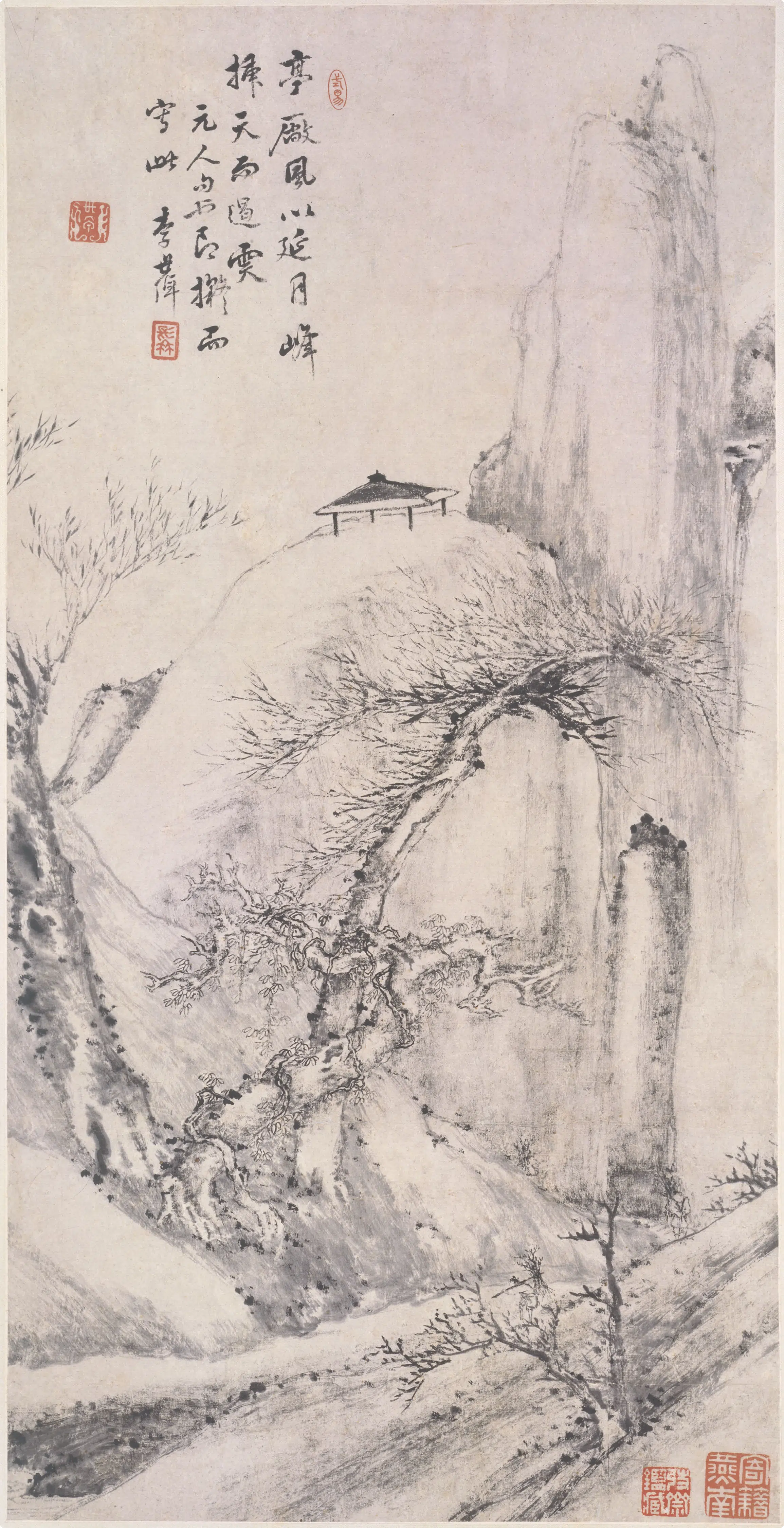 清代【李世倬】《雪山归樵图轴》