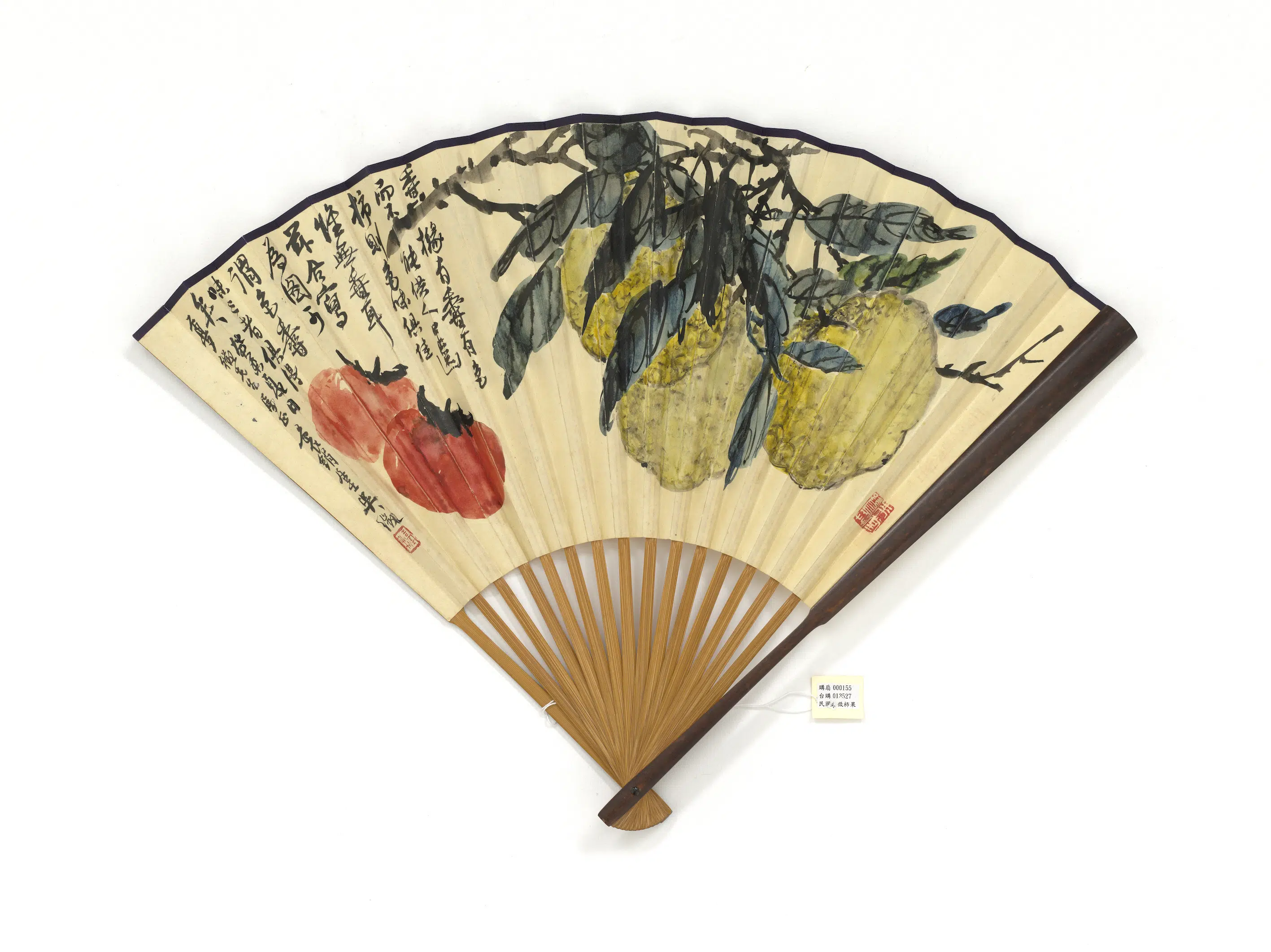 民国【吴征】《柿果吴增甲楷书岭南菖蒲-成扇》