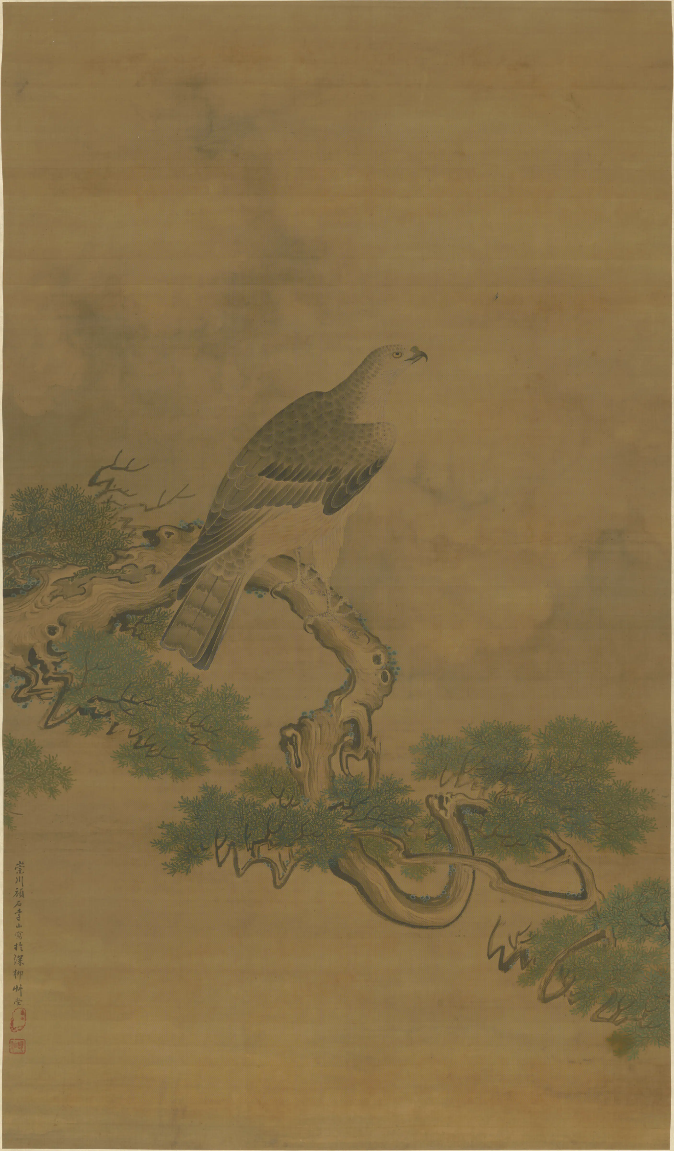 清代【李山】《松鹰图轴》
