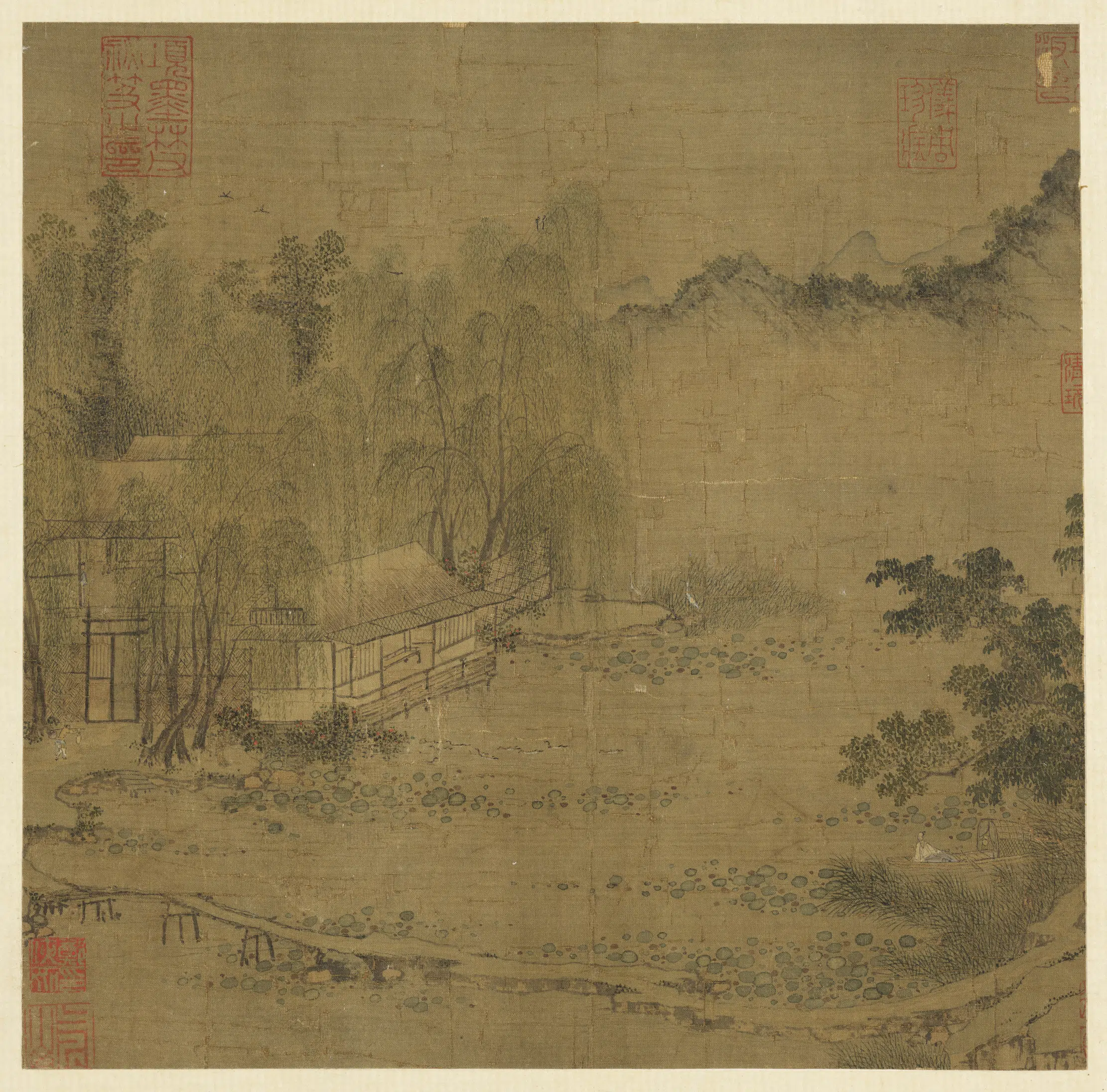 清朝【佚名】《历代画幅集册-无款柳塘钓隐》 第1张 清朝【佚名】《历代画幅集册-无款柳塘钓隐》 第1张