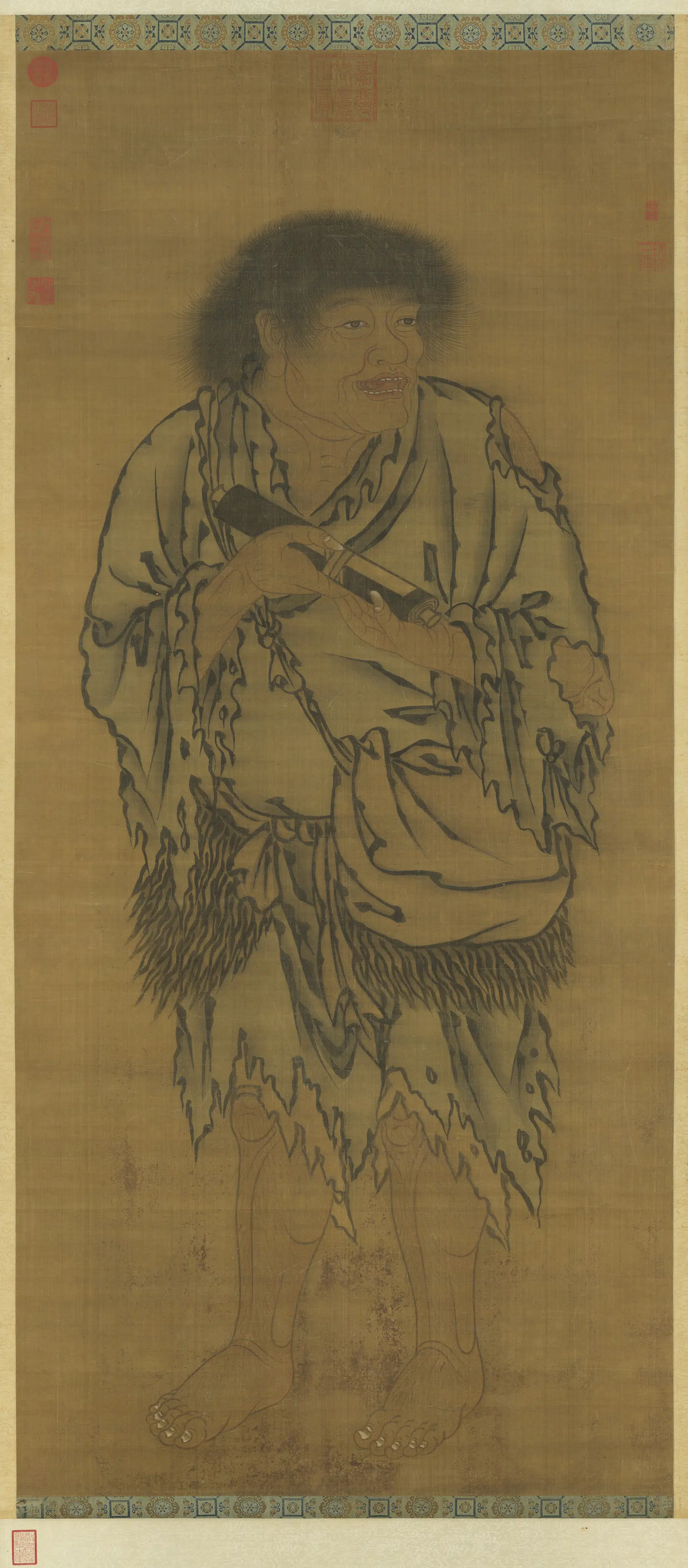 元朝【颜辉】《明人画张紫阳图轴》