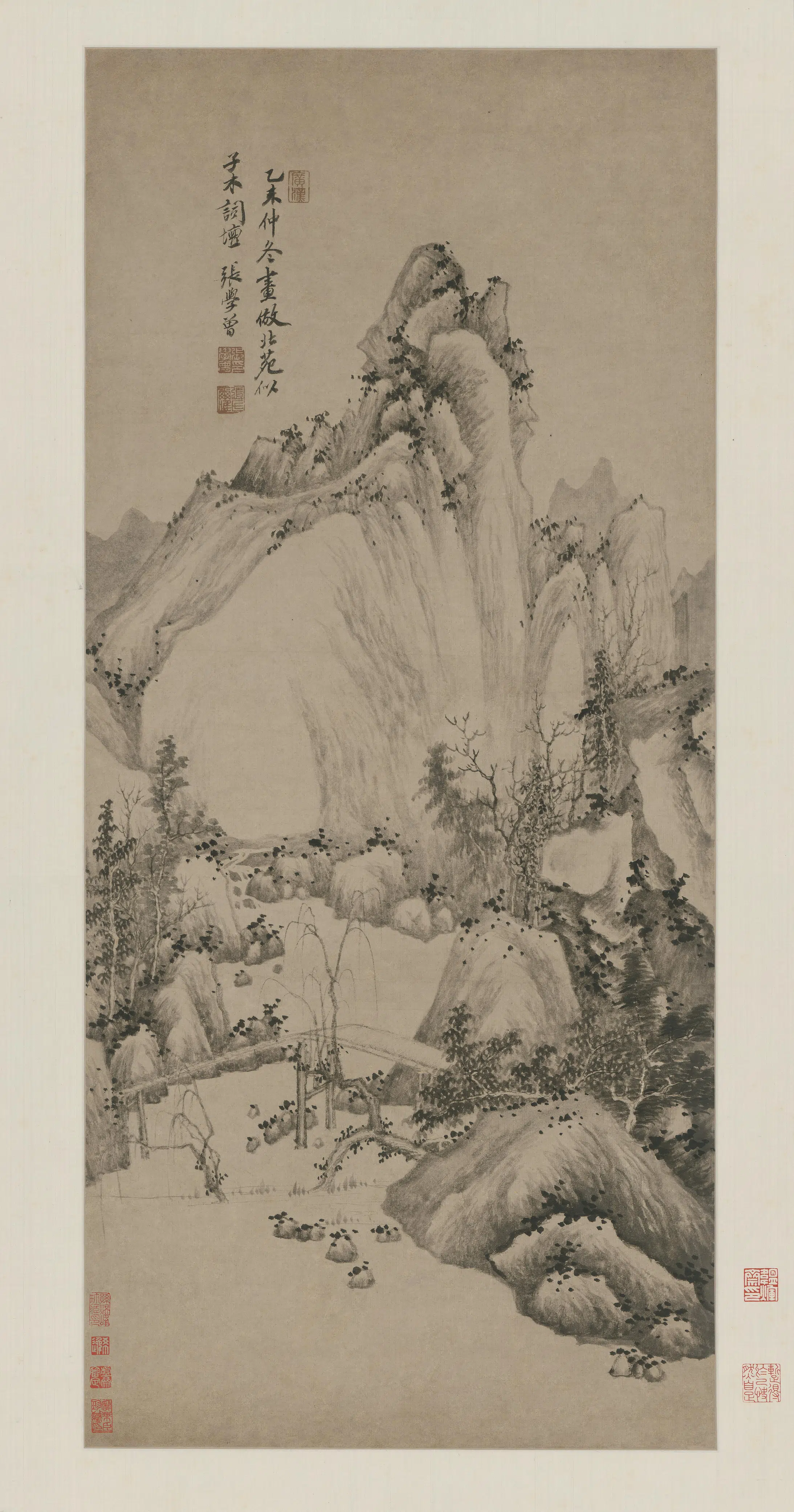 清代【张学曾】《仿北苑山水图轴》