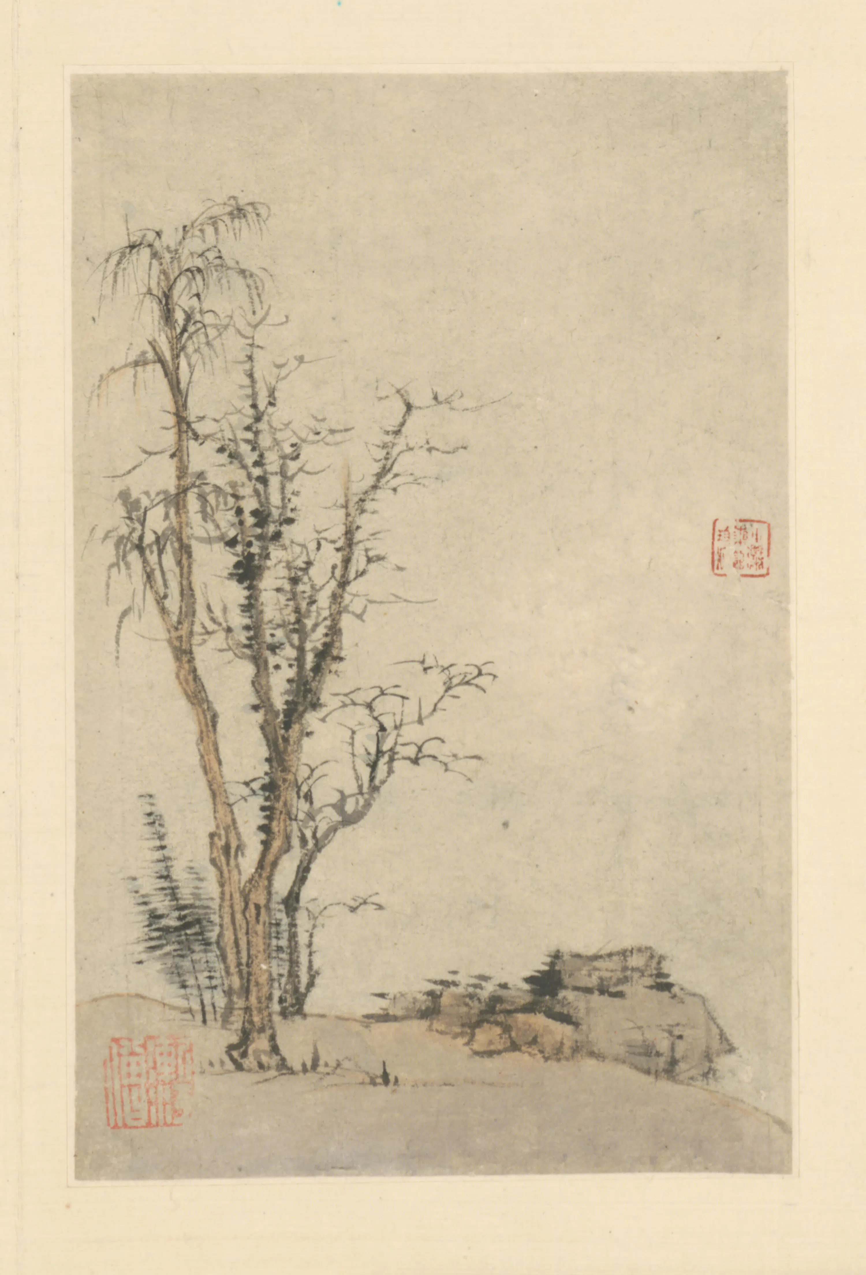 清代【弘仁】《山水图册（8开）》 第3张