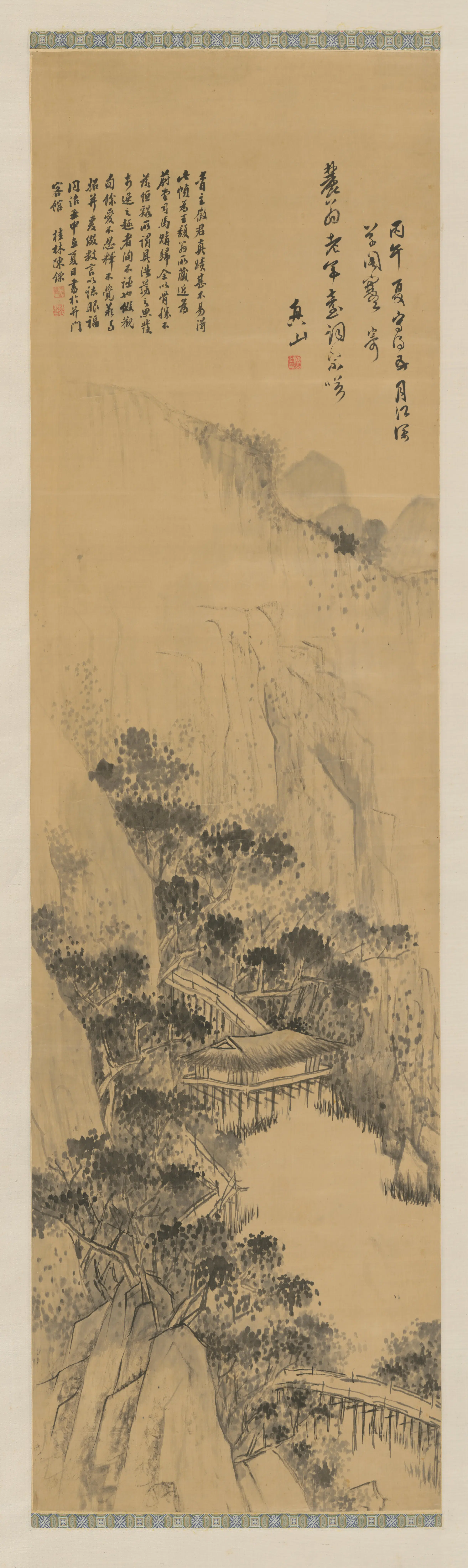 清代【傅山】《江深草阁图轴》
