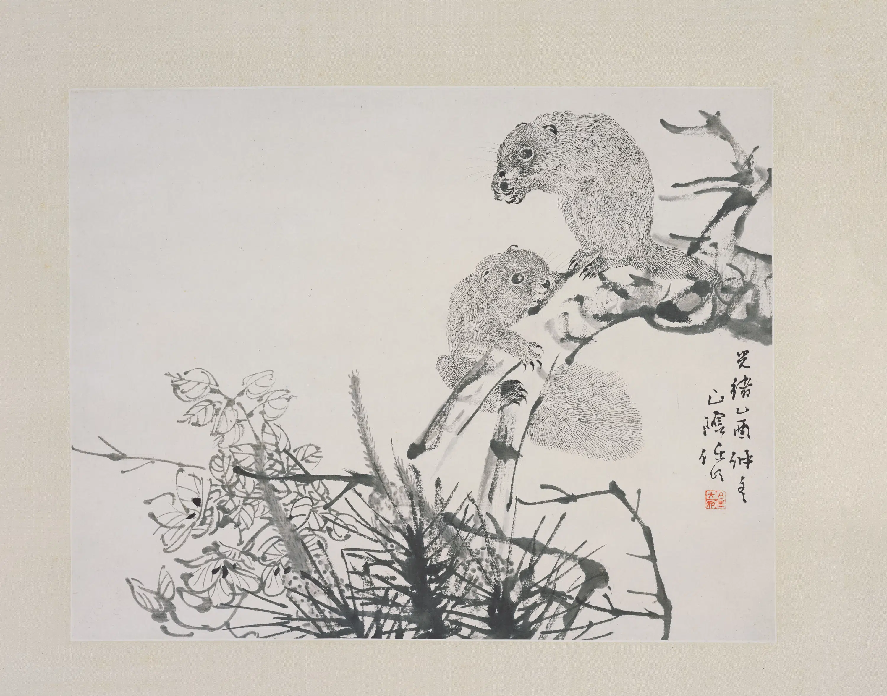 清代【任伯年（任颐）】《松鼠图轴》
