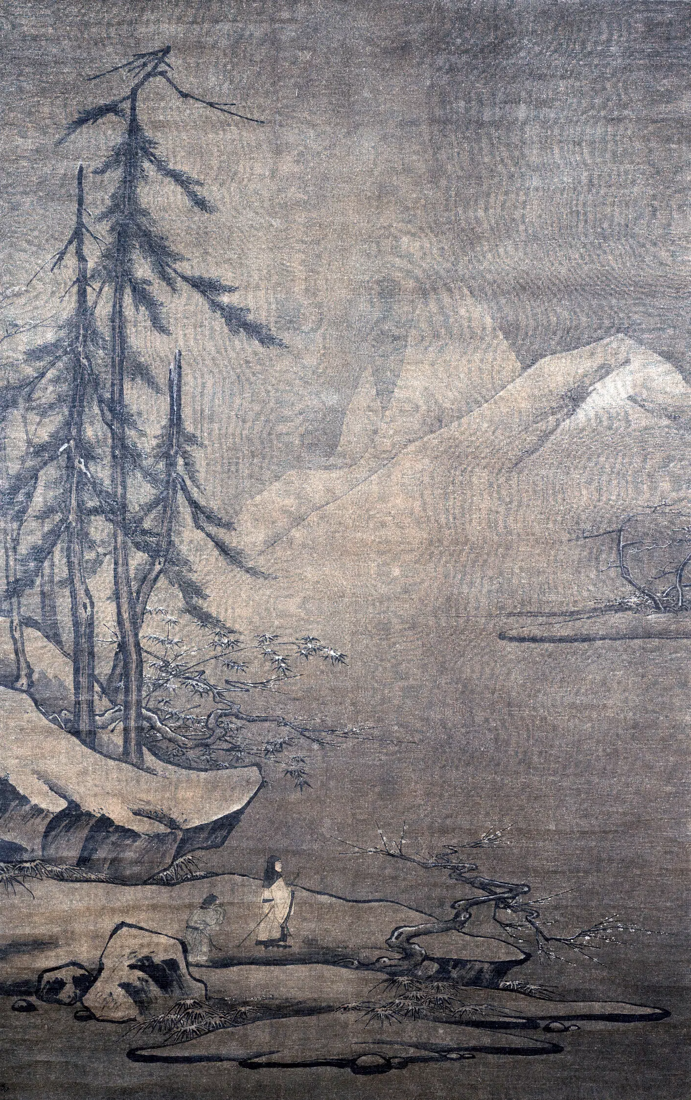 南宋【马远】《雪履观梅图轴》