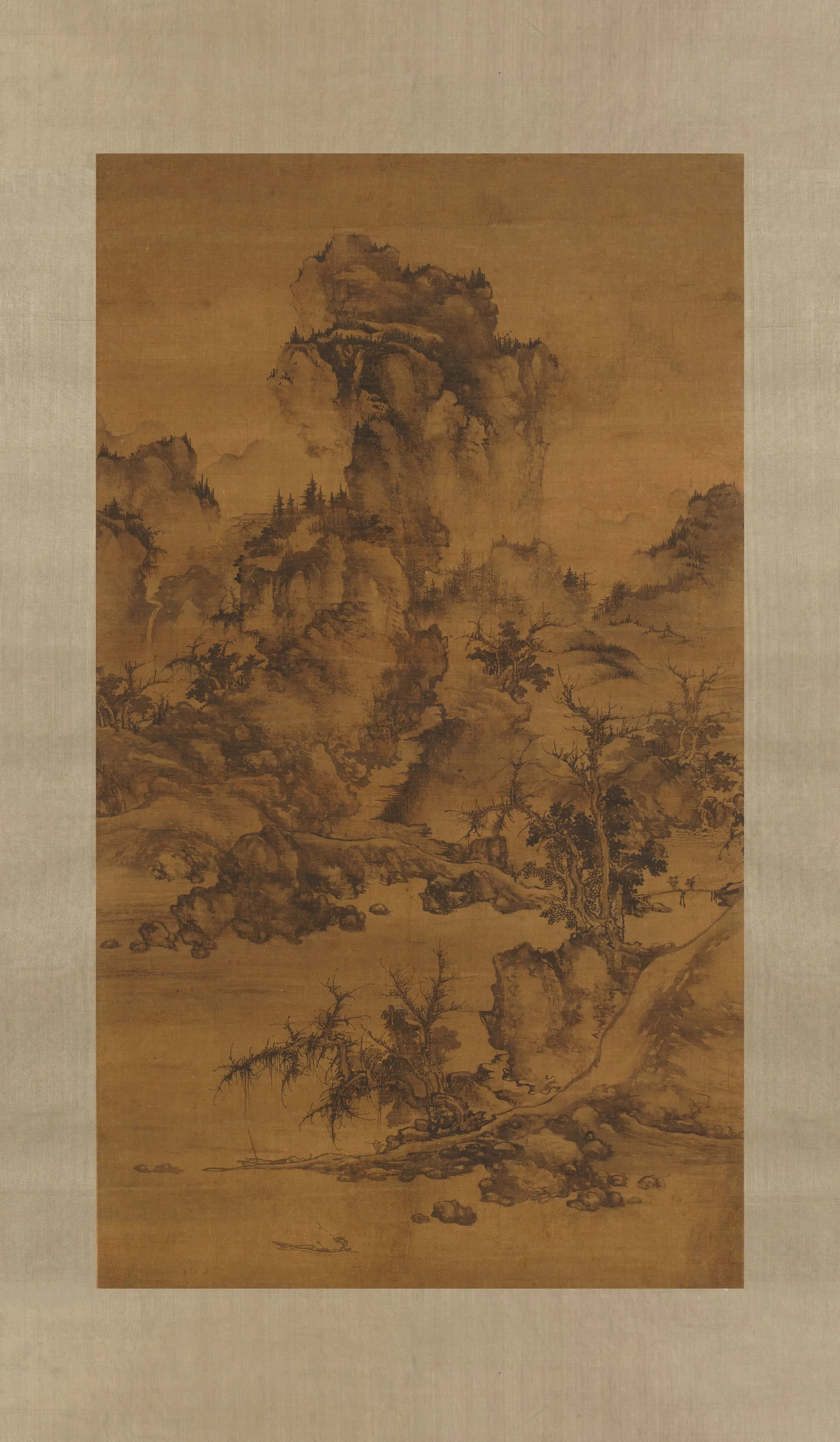 元朝【佚名】《溪山图轴》