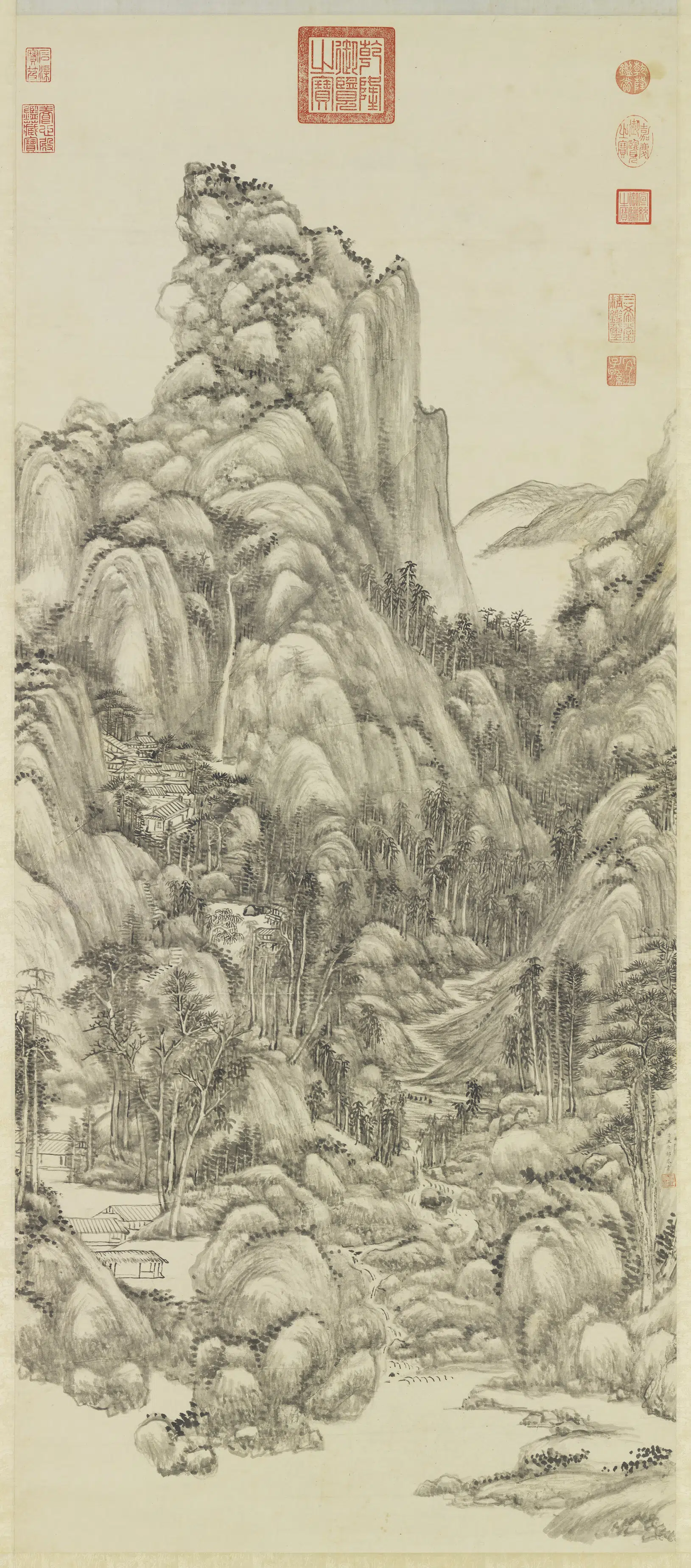 清代【王原祁】《烟浮远岫图轴》