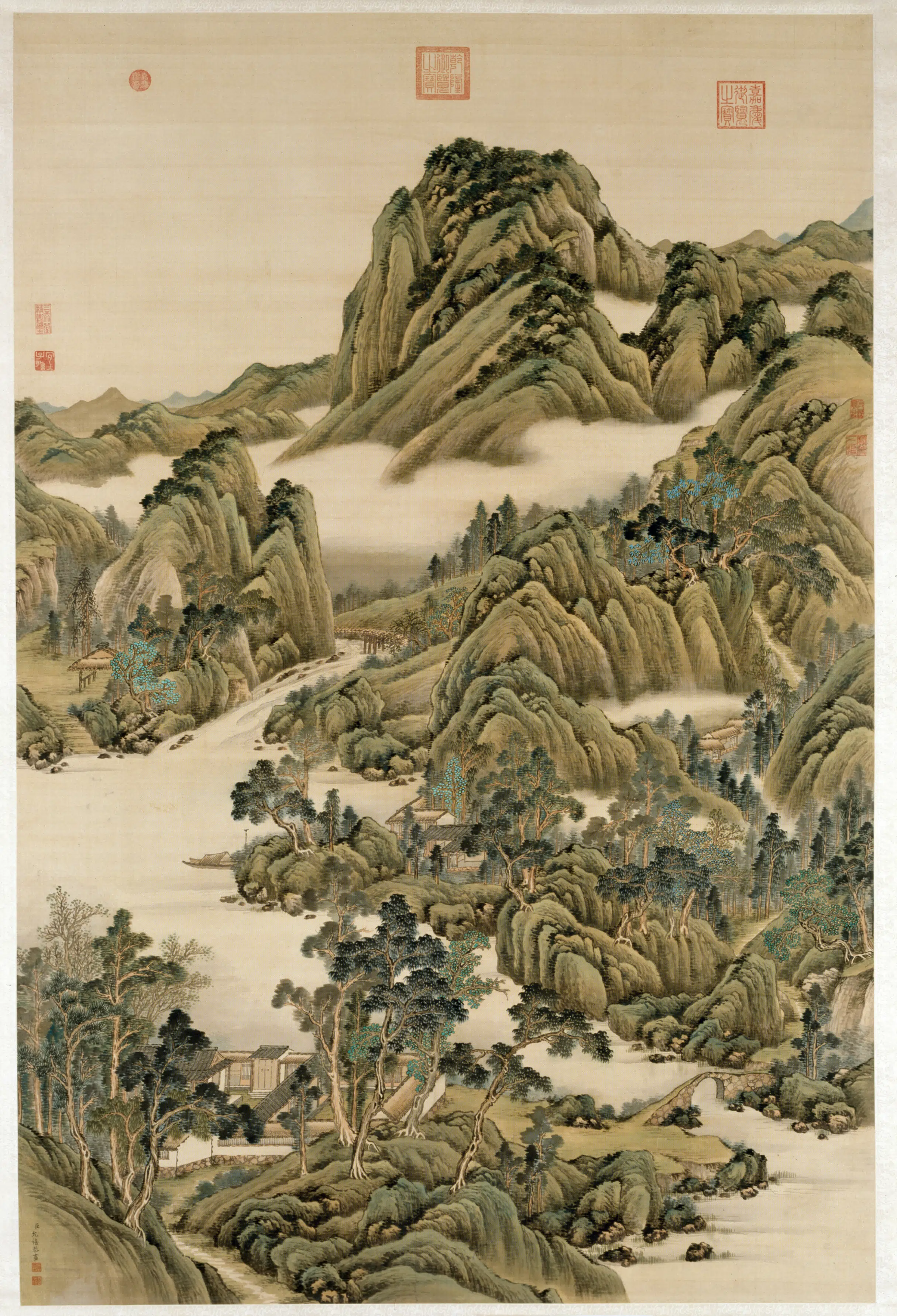 清代【爱新觉罗·允禧】《渔庄山舍图轴》