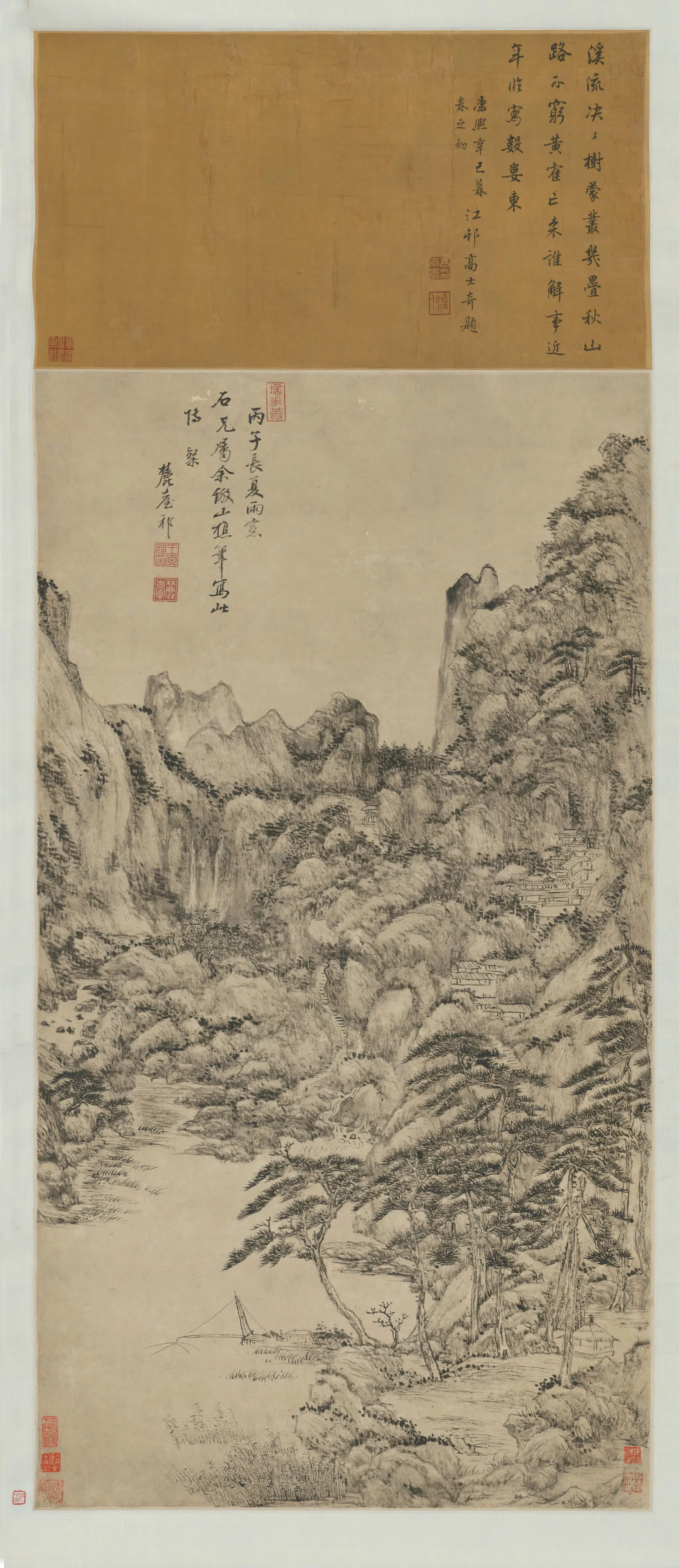 清代【王原祁】《仿山樵山水轴》