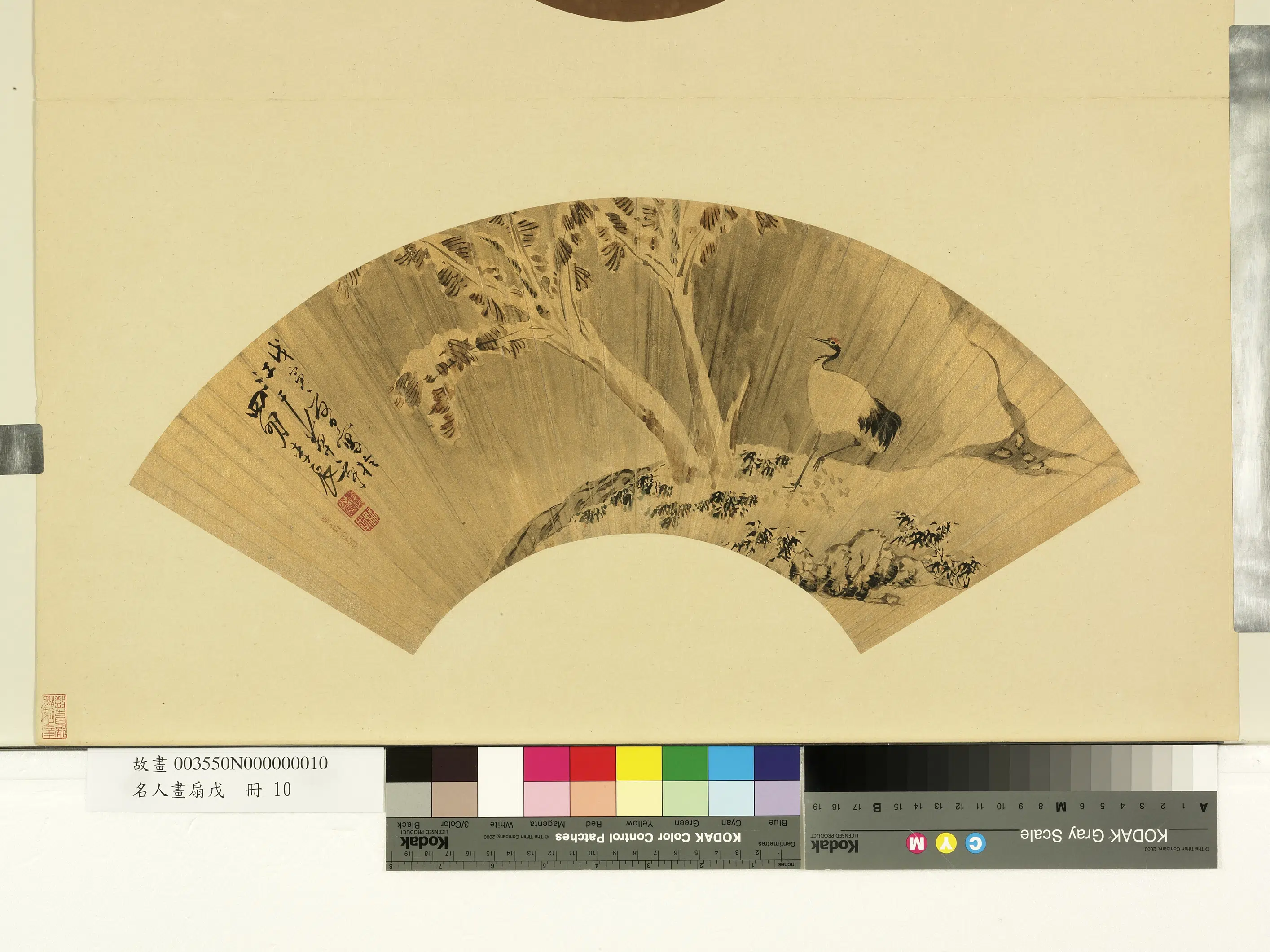 明朝【李辰（李宸）】《名人画扇(戊)册-冬日芭蕉》 第1张
