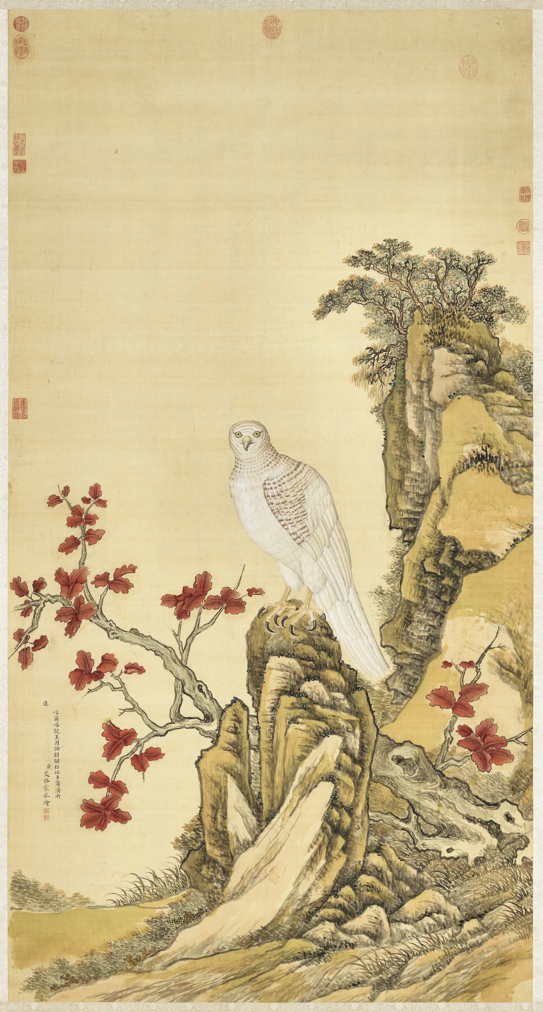清代【艾启蒙】《画白鹰图轴》