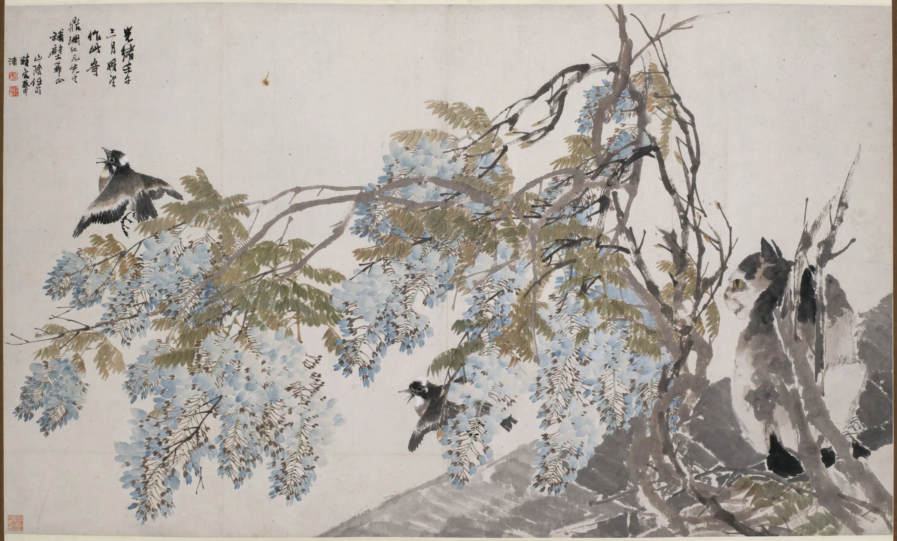 清代【任伯年（任颐）】《紫藤图轴》