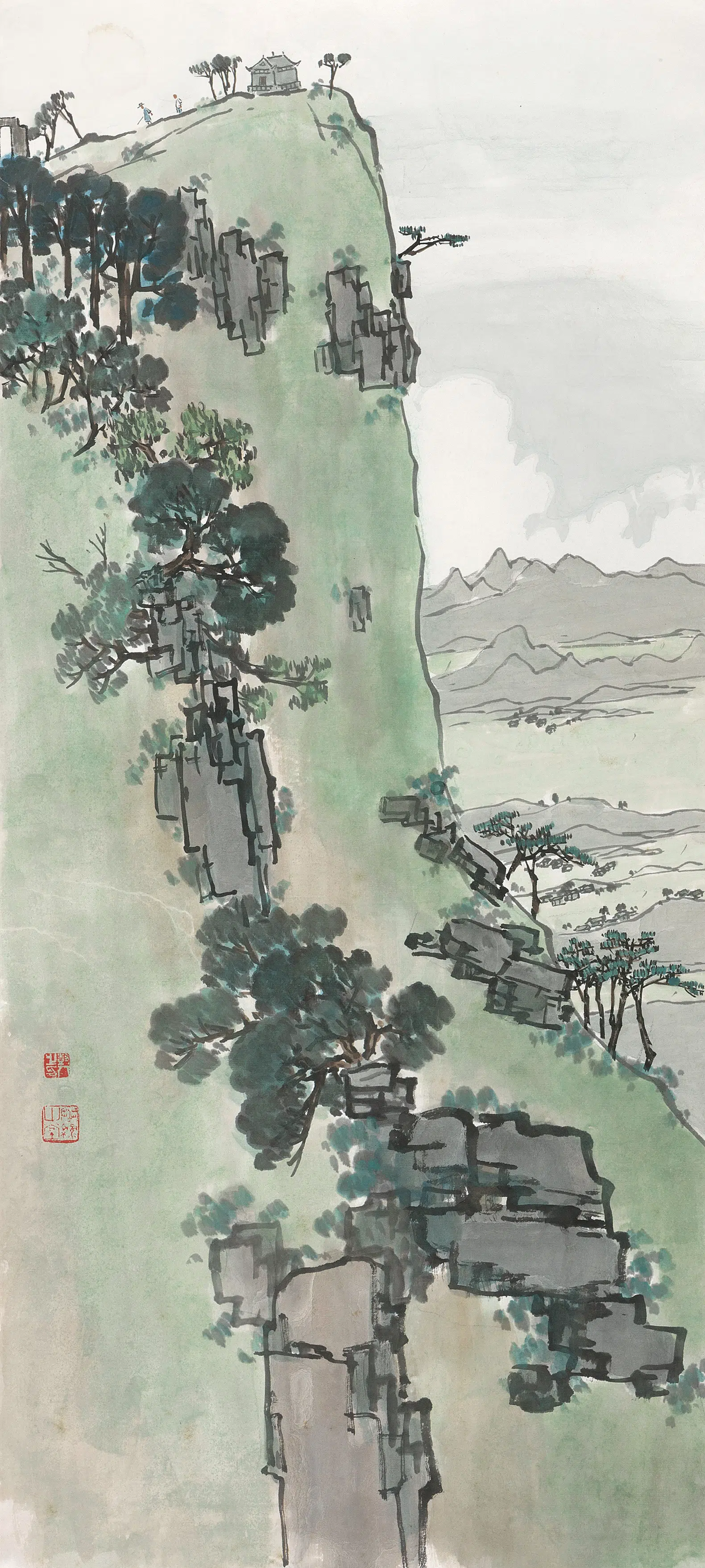 近代【陈树人】《庐山远眺轴》